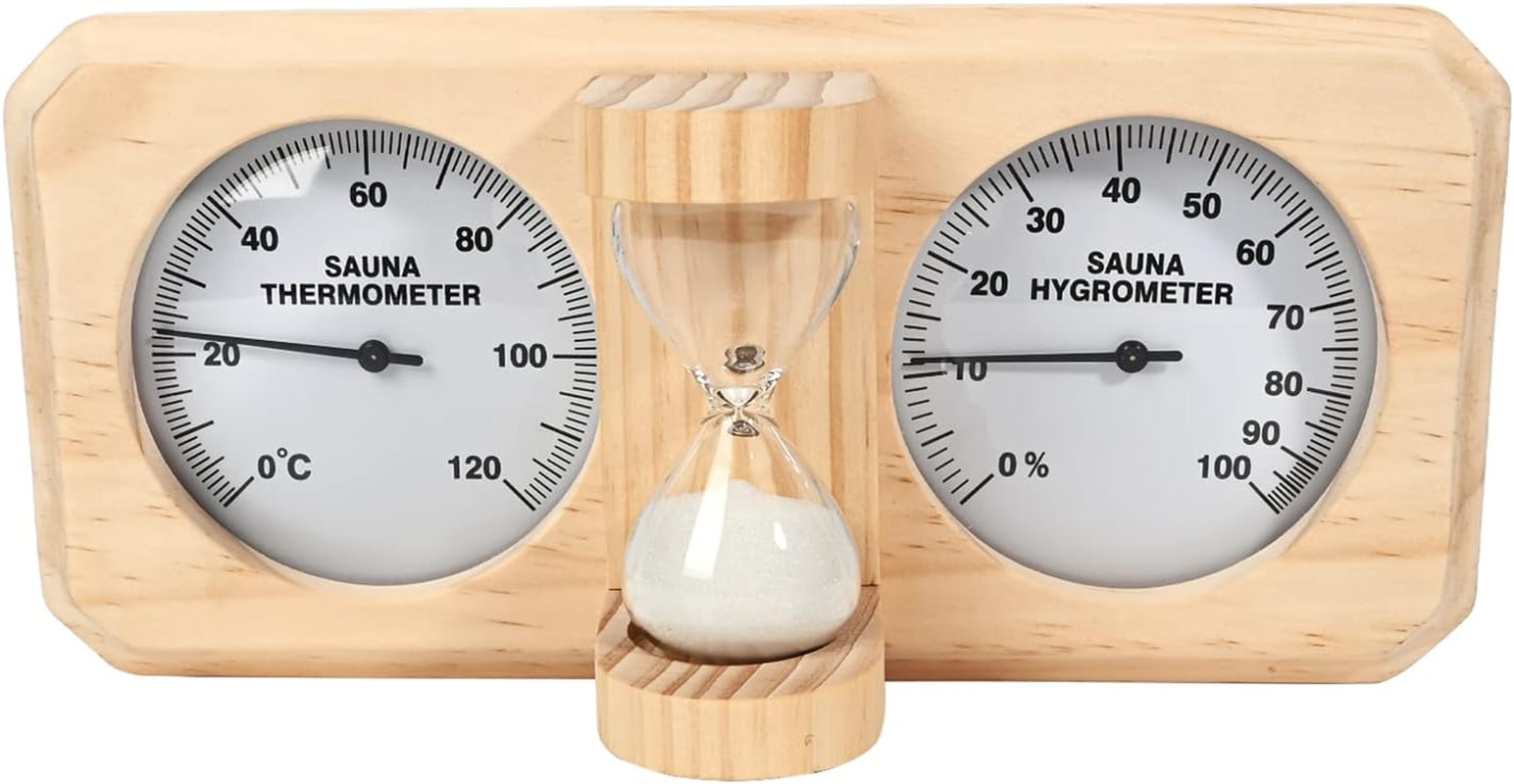 Ikare Sauna Thermometer and Hygrometer - 3 in 1 Wooden Sauna 15 Minute Hourglass Sand Timer, Wall-Mounted Sauna Room Accessories image number 5