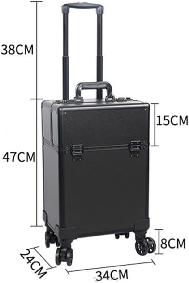 Cosmetic Case Multi-Layer Large-Capacity Tattoo Rolling Suitcase Cosmetic Case Multi-Function Trolley Suitcase Travel /1245 (Color : Black, Size : 34 * 24 * 47Cm) image number 3