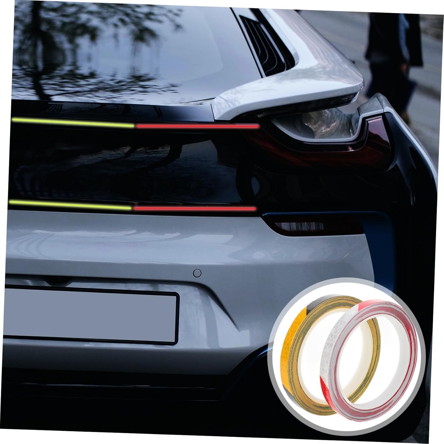 Toyvian 2 Rolls Motorcycle Reflective Tape Adhesive Warning Strips with High Visibility Glossy Finish for Bikes Electric Bikes Motorcycles Easy to Install Decorative Safety Stickers image number 4