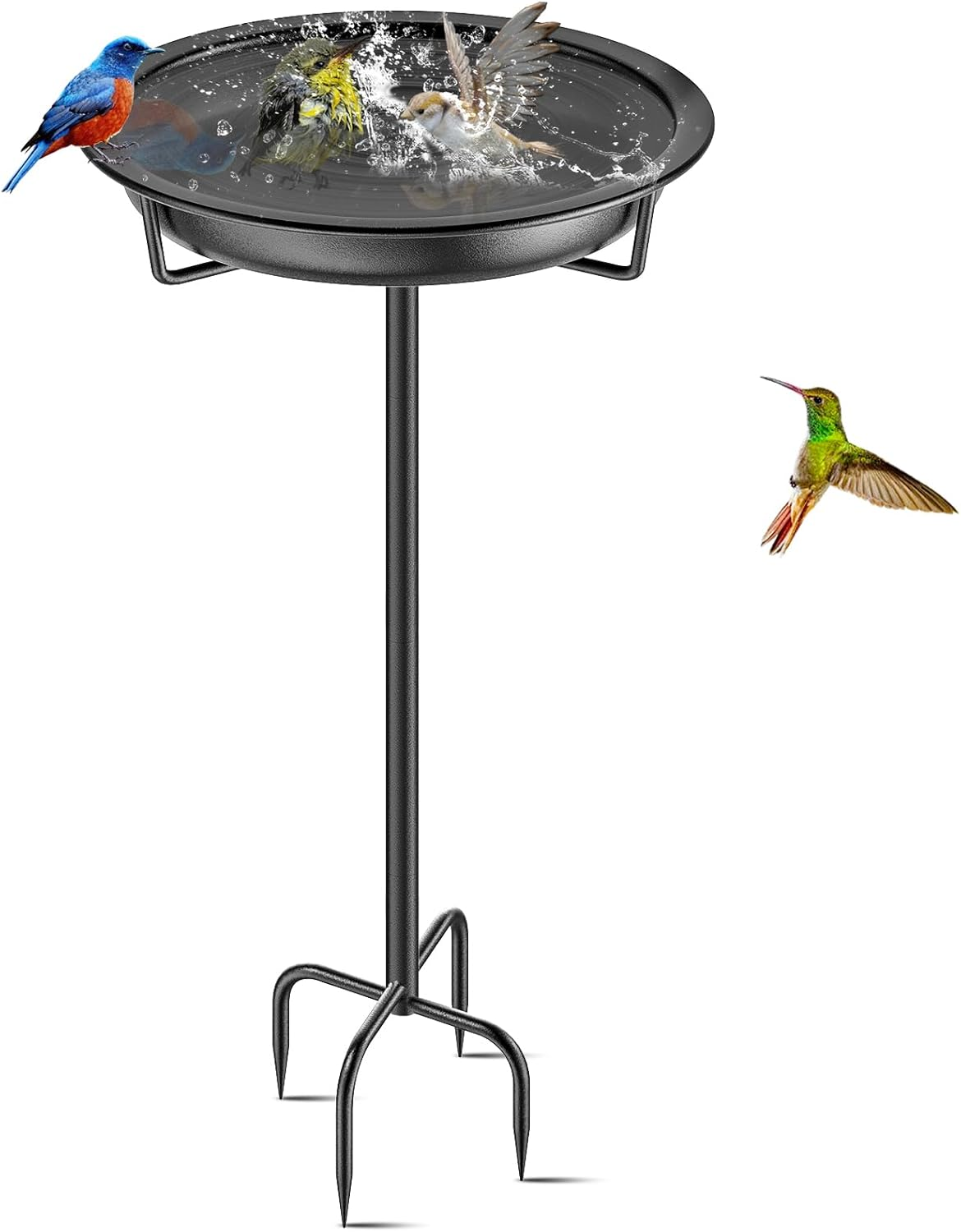Metal Bird Bath for outside Garden Birdbath Bowl, 36.2" Height Freestanding Bird Feeders for Outdoors with 4 Prongs Base Stake, Standing Birdfeeders for Yard Lawn Decor (Retro Copper)