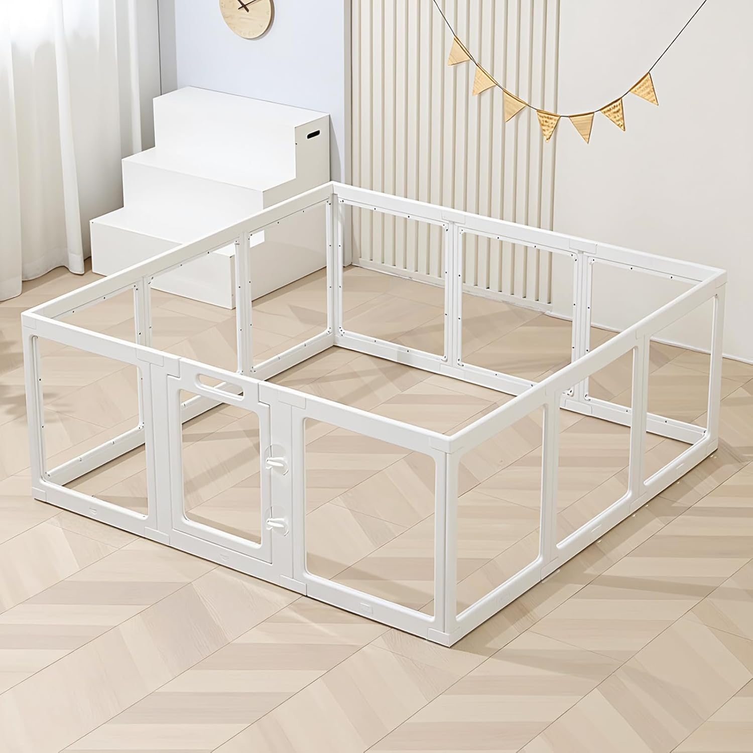 Uandhome Dog Playpen,Clear Acrylic Plastic Puppy Enclosure Playpen, Modern Design Transparent Freestanding Pet Pen Fence, Easy Assemble Foldable Dog Crate for Puppy Cat Bunny Medium Dogs (12 Panels) image number 2