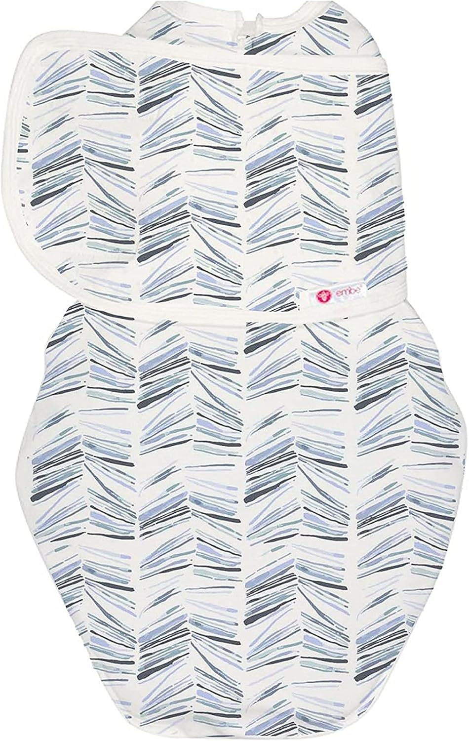 Emb&eacute; 2-Way Starter Swaddle Blanket, 2.5KG - 7 KG, 1.0 TOG, Nappy Change W/O Unswaddling, Legs in and Out Design, Warm up or Cool down 100% Cotton, 0-3 Months (Angle Stripe)