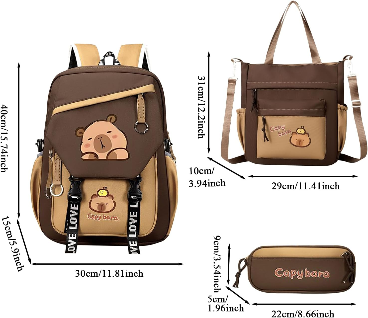 Capybara Backpack for Girls | Cartoon Capybara Backpack for School,Cartoon Stationery Waterproof Bookbag for Travel Daily Toddler Kids Students Birthday Holiday Graduation Christmas