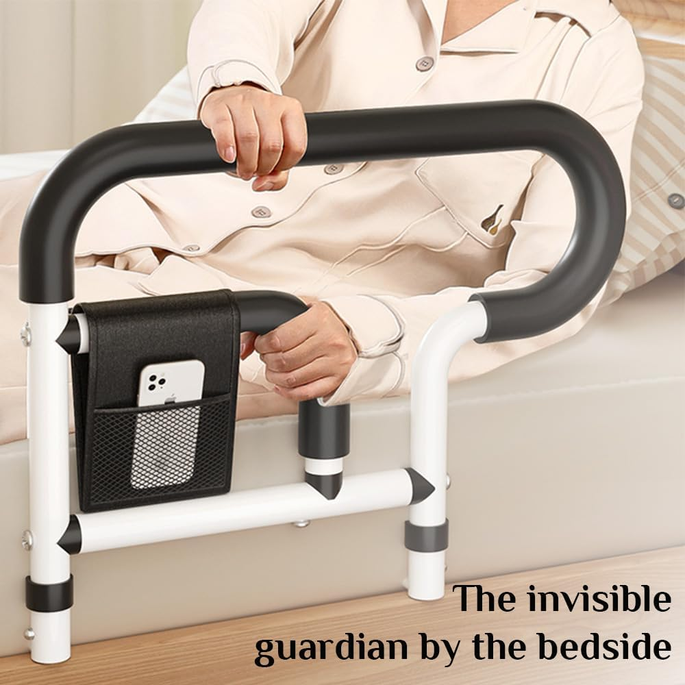 Senior Bed Rail, Bedside Support Rail with Non-Slip Ergonomic Handle and Storage Pocket, Bedroom Support Rails, for Seniors and Those with Limited Mobility image number 4