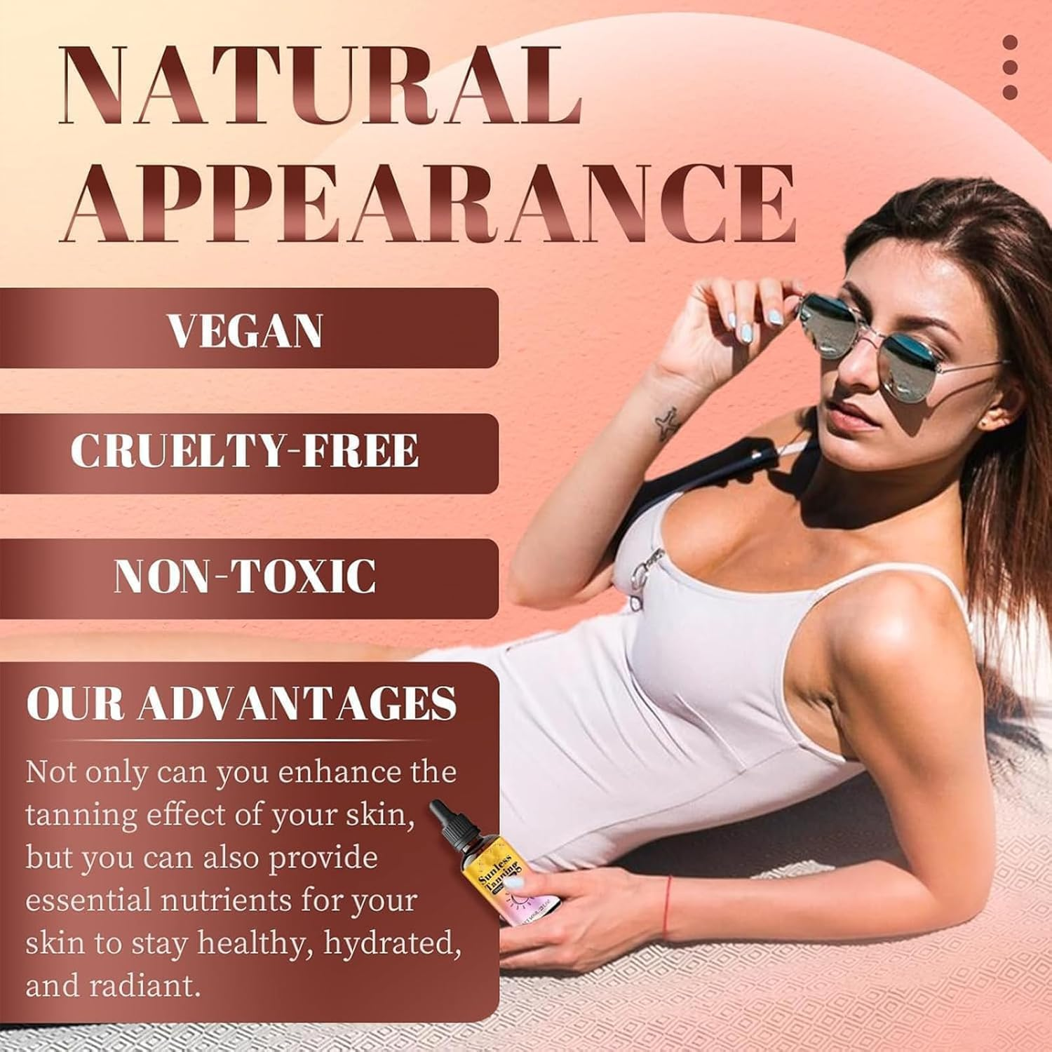 Tanning Drops to Drink Drinkable Tanning Drop,Drinkable Sunless Tanning Drops to Drink,No Sun Required to Naturally Boost Melanin,Promotes Natural Skin Tone,Promotes Skin Health,Nourishing and Moisturizing image number 5