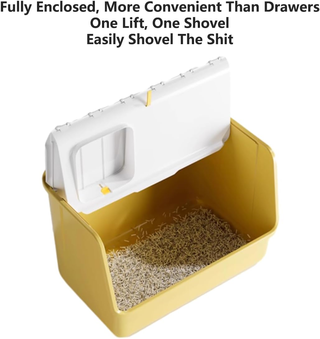 AIMALL 1Pc Fully Enclosed Cat Litter Box 23.6In for Large Cats up to 20Kg Anti-Odour Easy Clean Design with Adjustable Entry