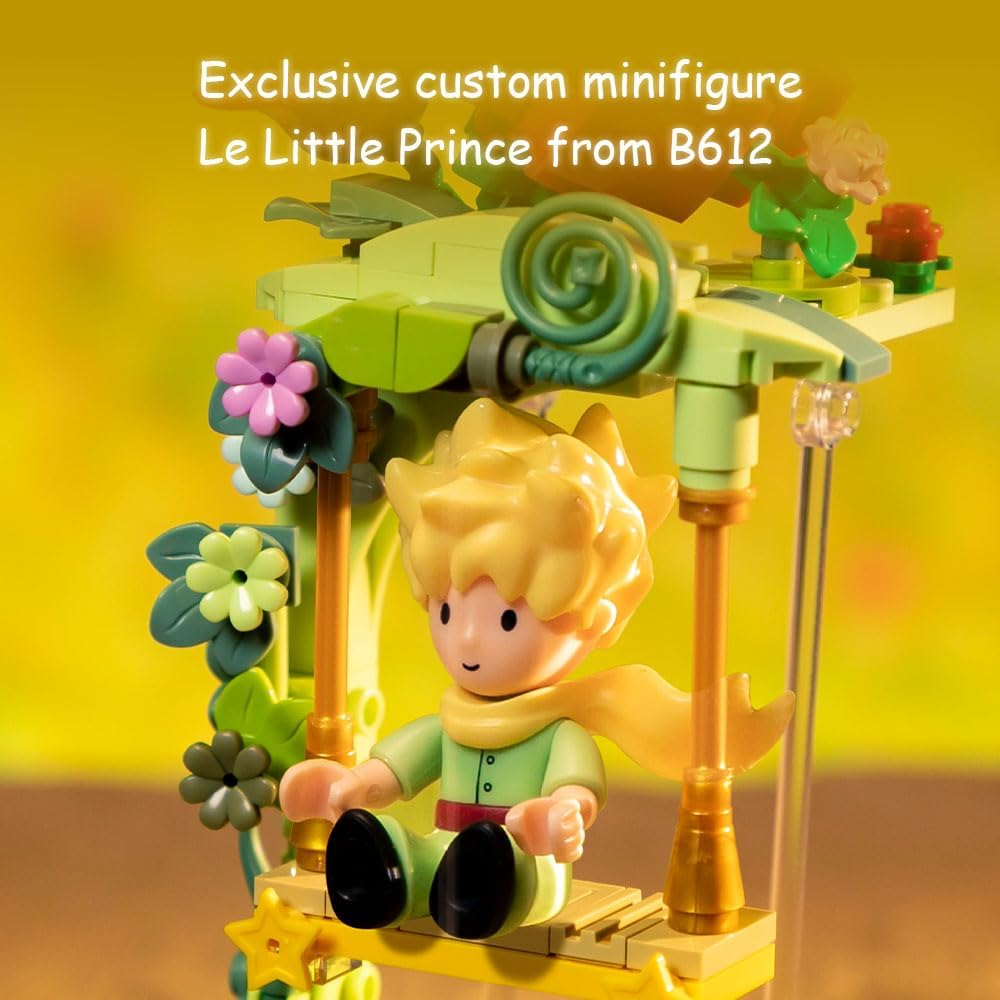 PANTASY the Little Prince Rose Swing Building Blocks Set, Creative Construction Kit for Adults and Teens, Charming Display Model, Ideal Gift for Home or Office Decor, Unique Collectible Toy image number 1