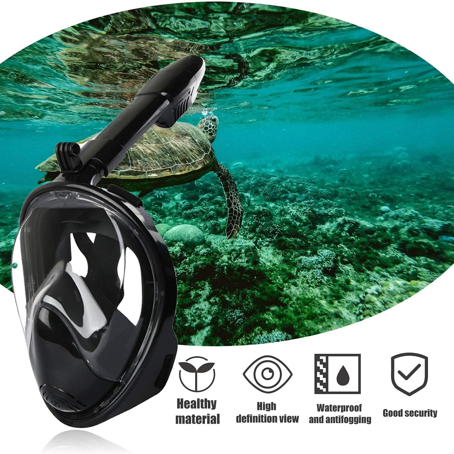 Diving Mask with 180 &deg; Field of View, Full-Face Snorkeling Mask, Anti-Fog / Leak-Proof Diving Mask, Full-Face Mask(S/M) image number 6