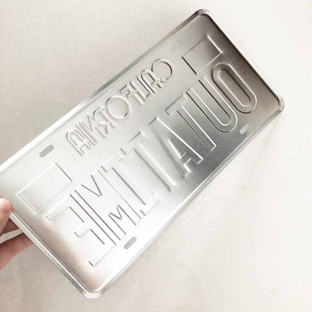 Outatime Back to the Future License Plate Memorabilia, Embossed License Plate Replica, Delorean Movie Prop Metal Stamped Vanity Number Tag, 12X6 Inch image number 1