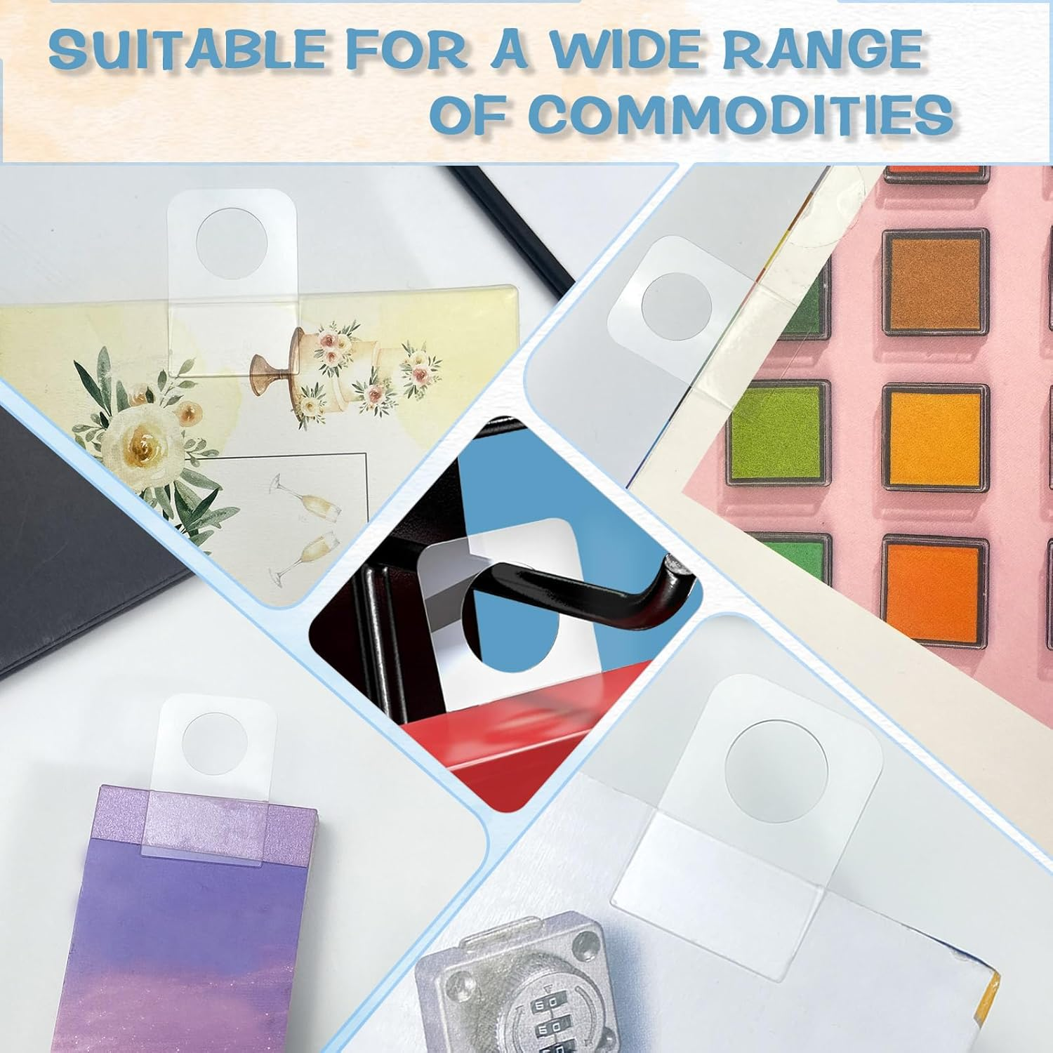 400Pcs Adhesive Hanging Tabs, Plastic Tabs for Hanging File Folders, Hole Sticky Hang Tabs for Hanging Retail Displays (26 * 38 * 0.2Mm) image number 6