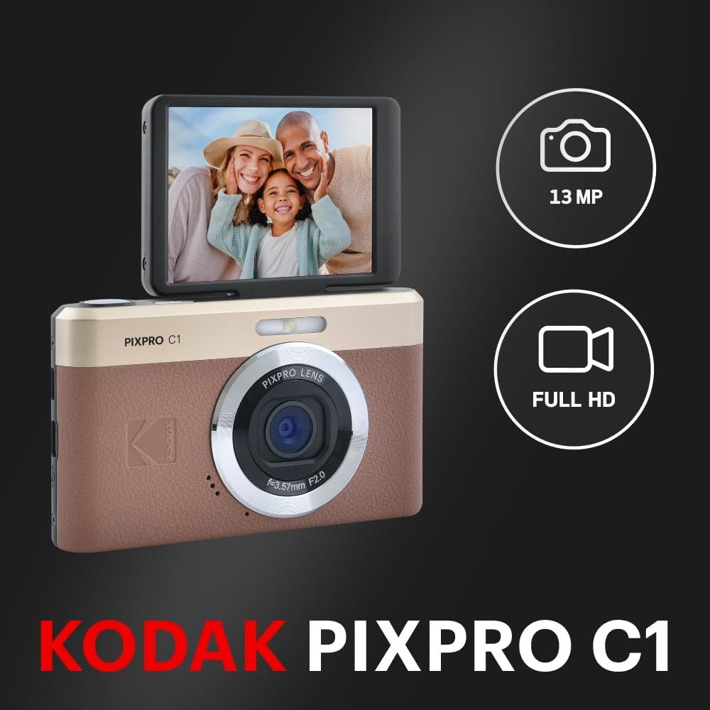 Kodak Pixpro C1 &ndash; Ultra-Compact Digital Camera | 13MP BSI CMOS, 4X Zoom, 2.8" LCD Screen, LED Flash &ndash; Brown image number 6
