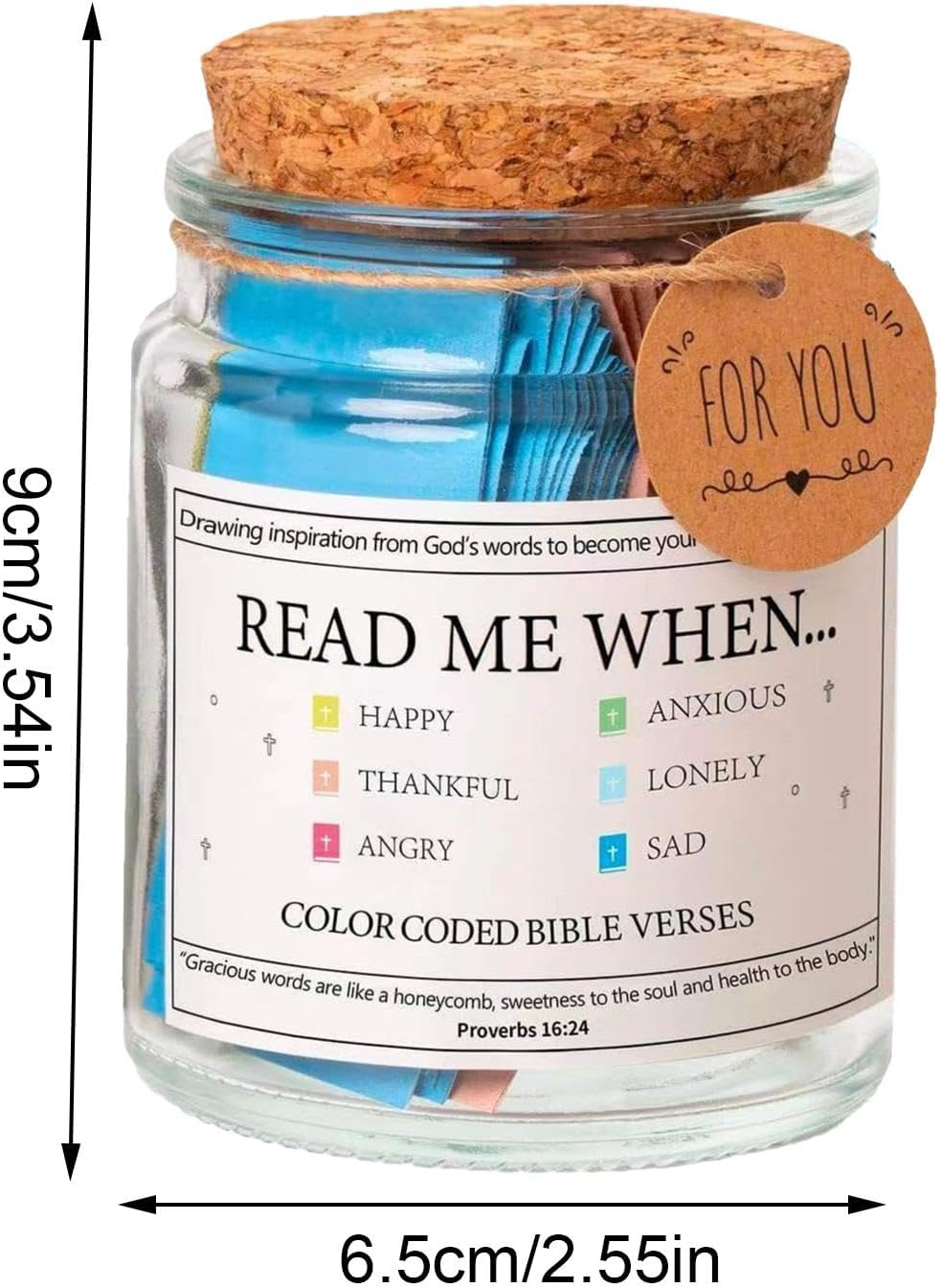 Bible Verse Jar - the Hope Jar for Emotions and Feelings, Color Coded Verses, Read Me When, Christian Bible Study Supplies image number 4