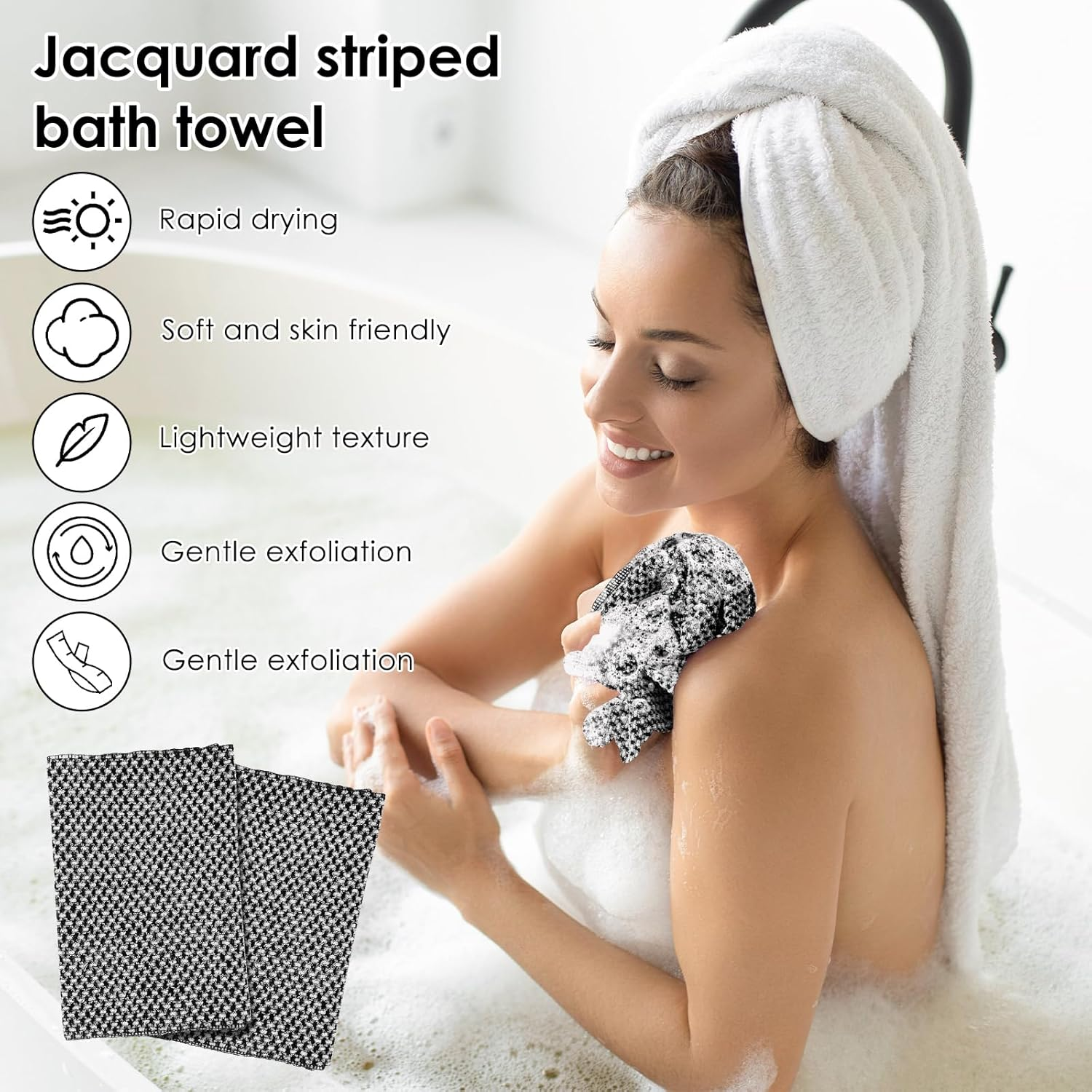 Awobepl 2 Pcs Portable Body Scrubber Polyester Exfoliating Shower Towel Multifunctional Back Scrubber for Men Women Sensitive Skin image number 6