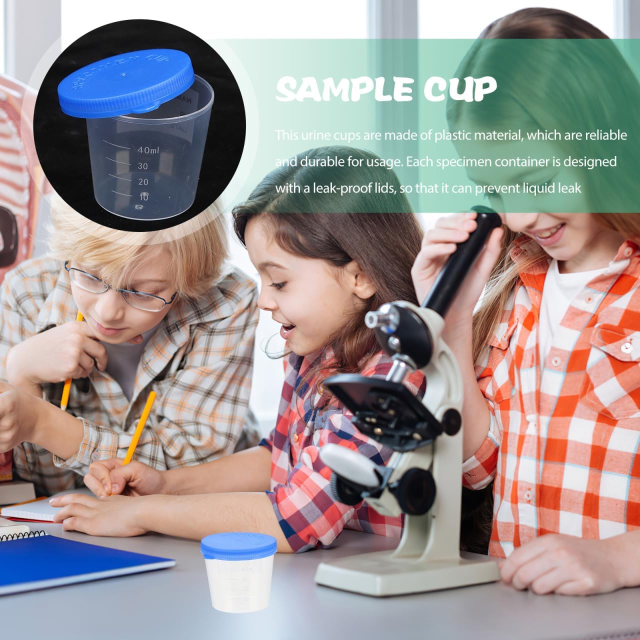 Sample Jar with Lid 50Pcs Leak-Proof Specimen Cups Clear Plastic Fluid Sample Containers for Home and Laboratory Testing image number 1