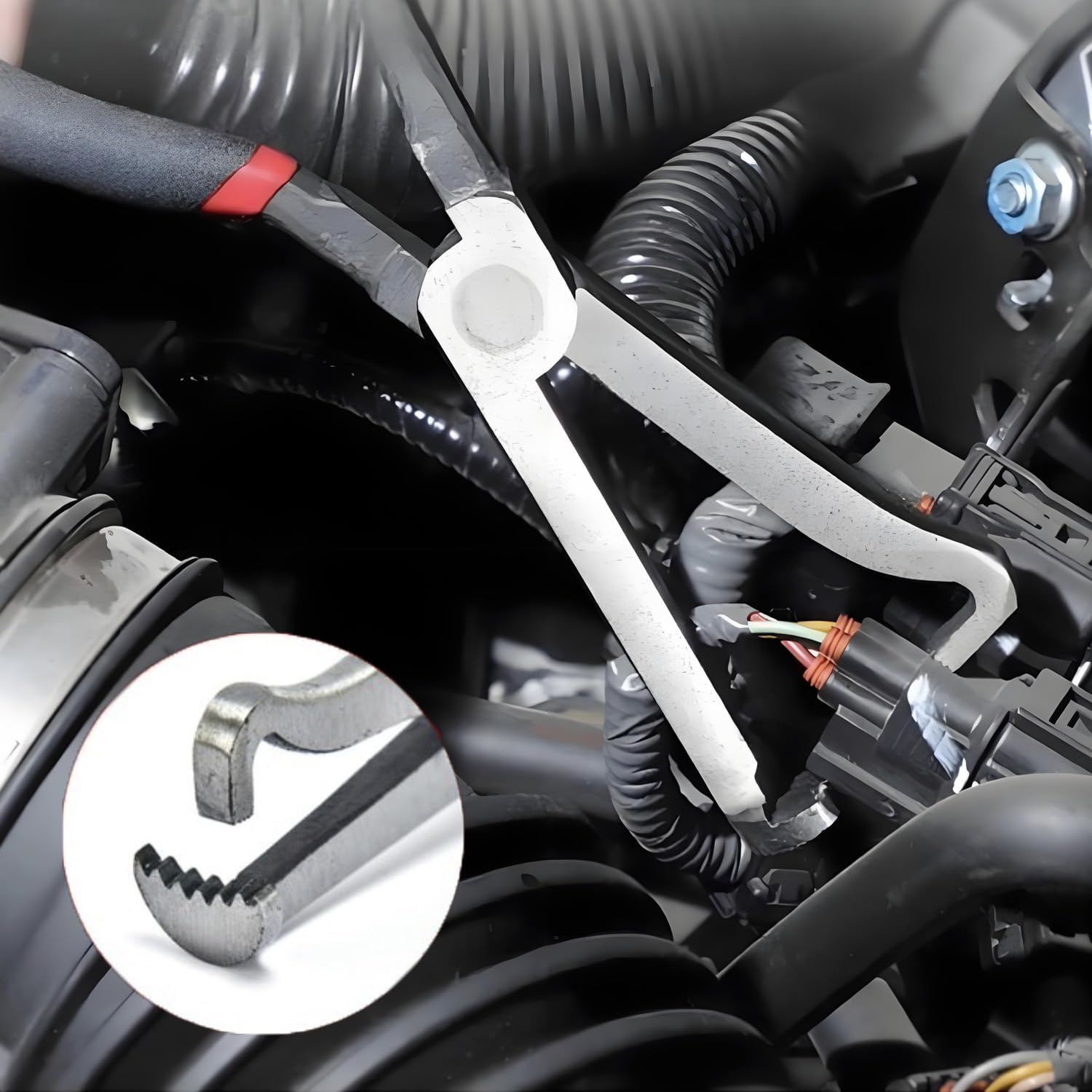 2PCS Automotive Electrical Pliers Set,Carbon Steel Disconnect Tools,Fuel Line Removal Tool,For Fuel Lines and Wiring Clips,Maf Sensor and Ignition Coil Removal image number 4