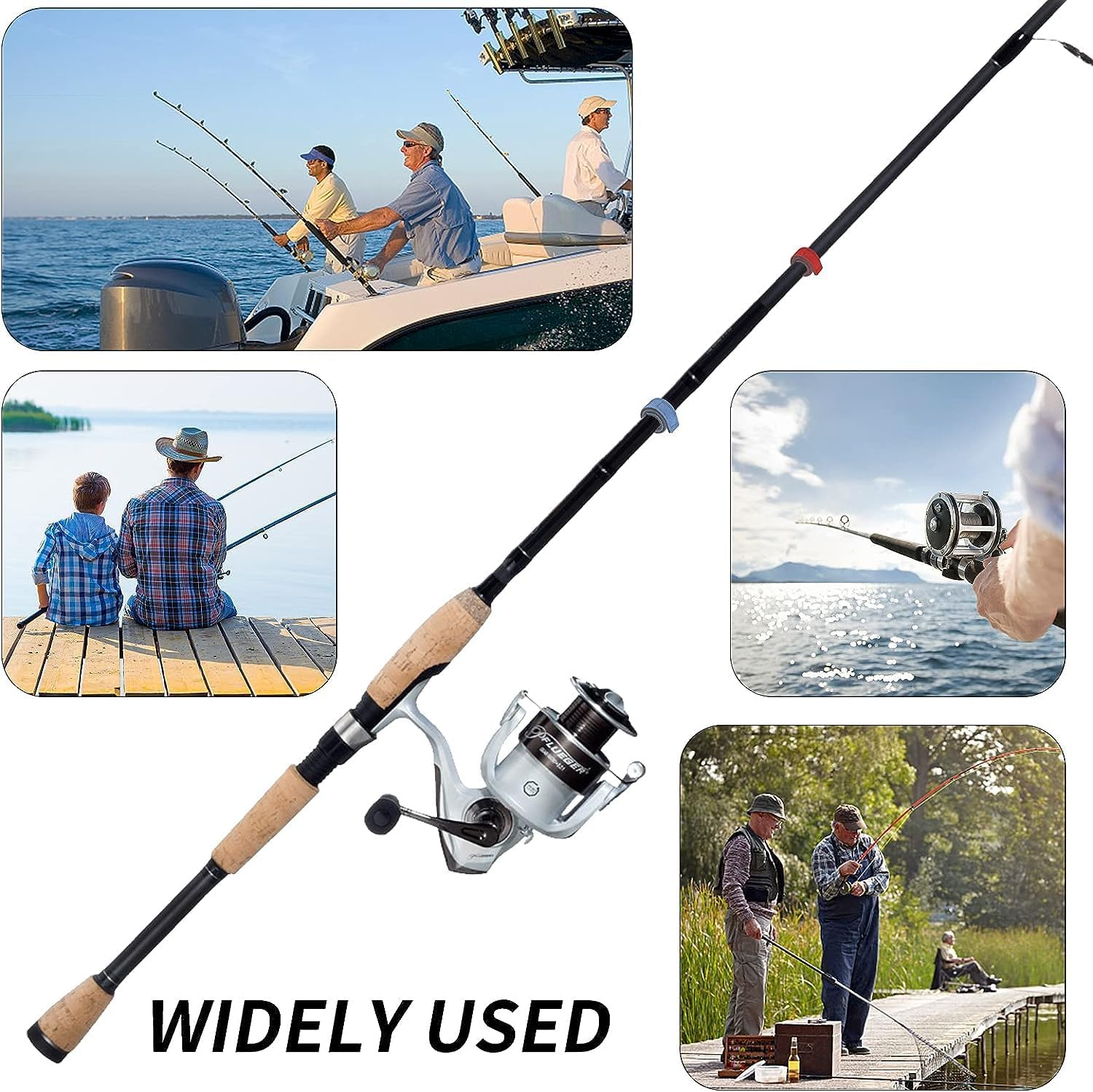 Fishing Rod Belts Ties, Adjustable Fishing Rod Straps, Elastic Bandage Magic Bait Strap, Fishing Gear Supplies, Pack of 8 - Black image number 6