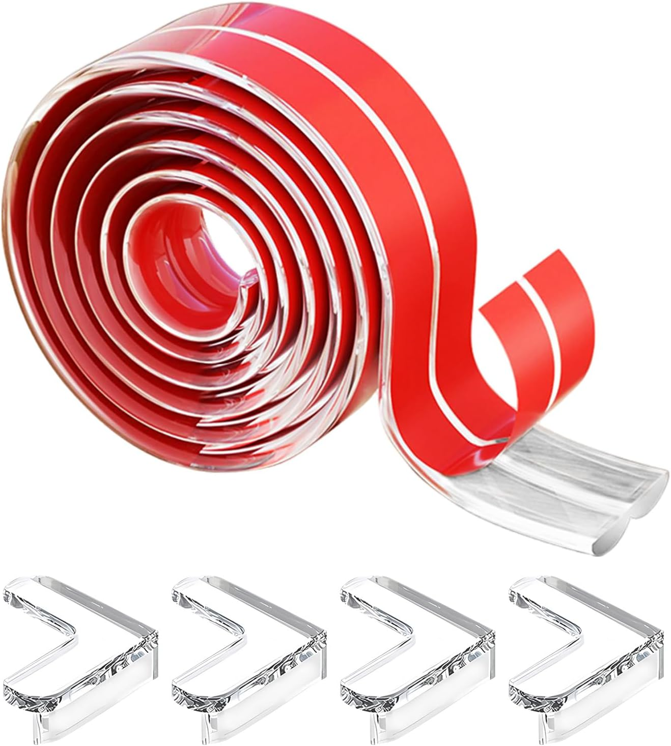 Baby Proofing Corner Protectors, 9.84FT Clear TPE Edge Safety Bumpers + 4 Corner Guards, Soft Child Safety Bumpers for Furniture Sharp Corners, Cabinets, Cribs image number 2