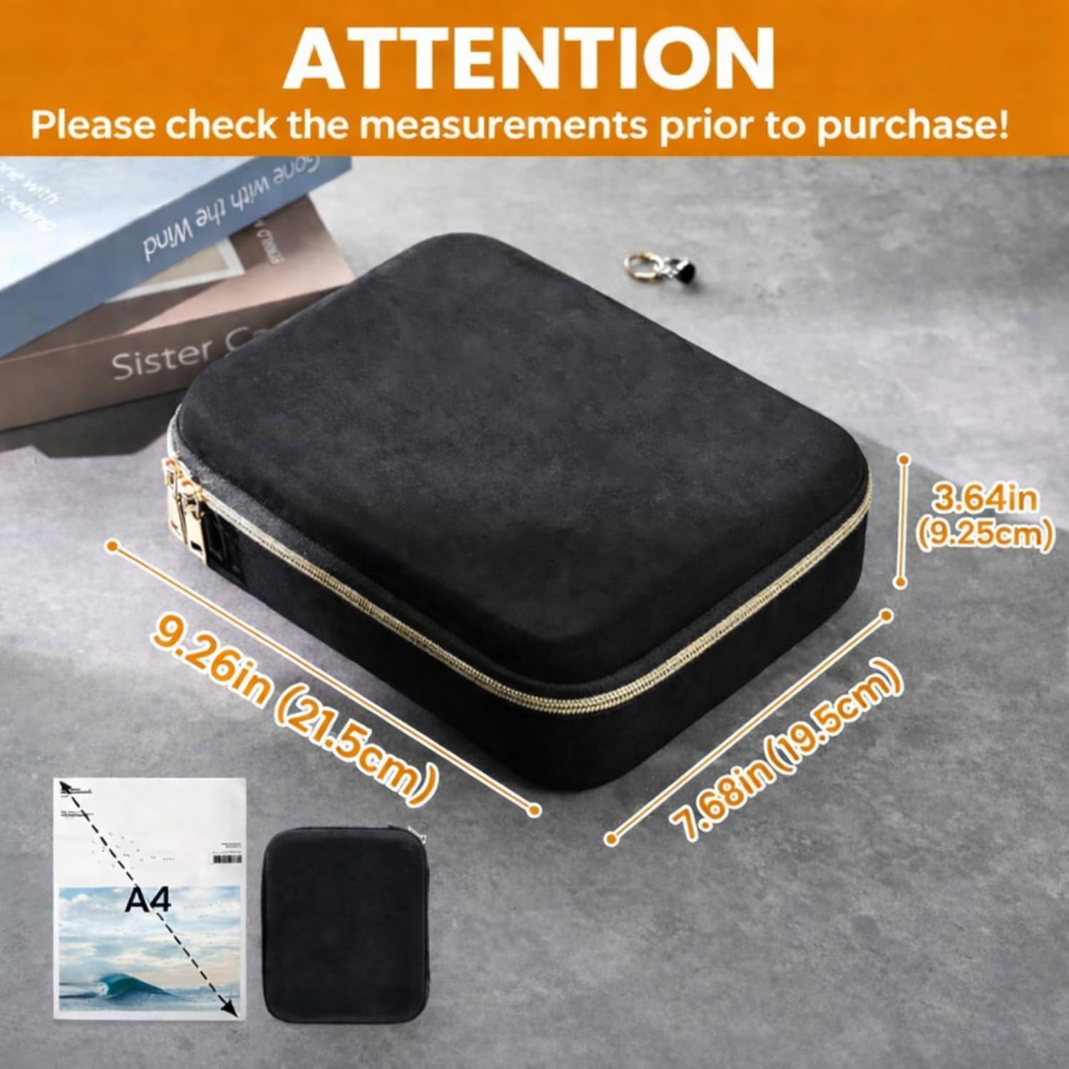 Procase Mens Medium Jewelry Storage Case, 3 Slots Travel Watch Accessories Carrying Box, Glasses Necklaces Rings Bracelets Zippered Organizer Bag for Male -Black image number 6