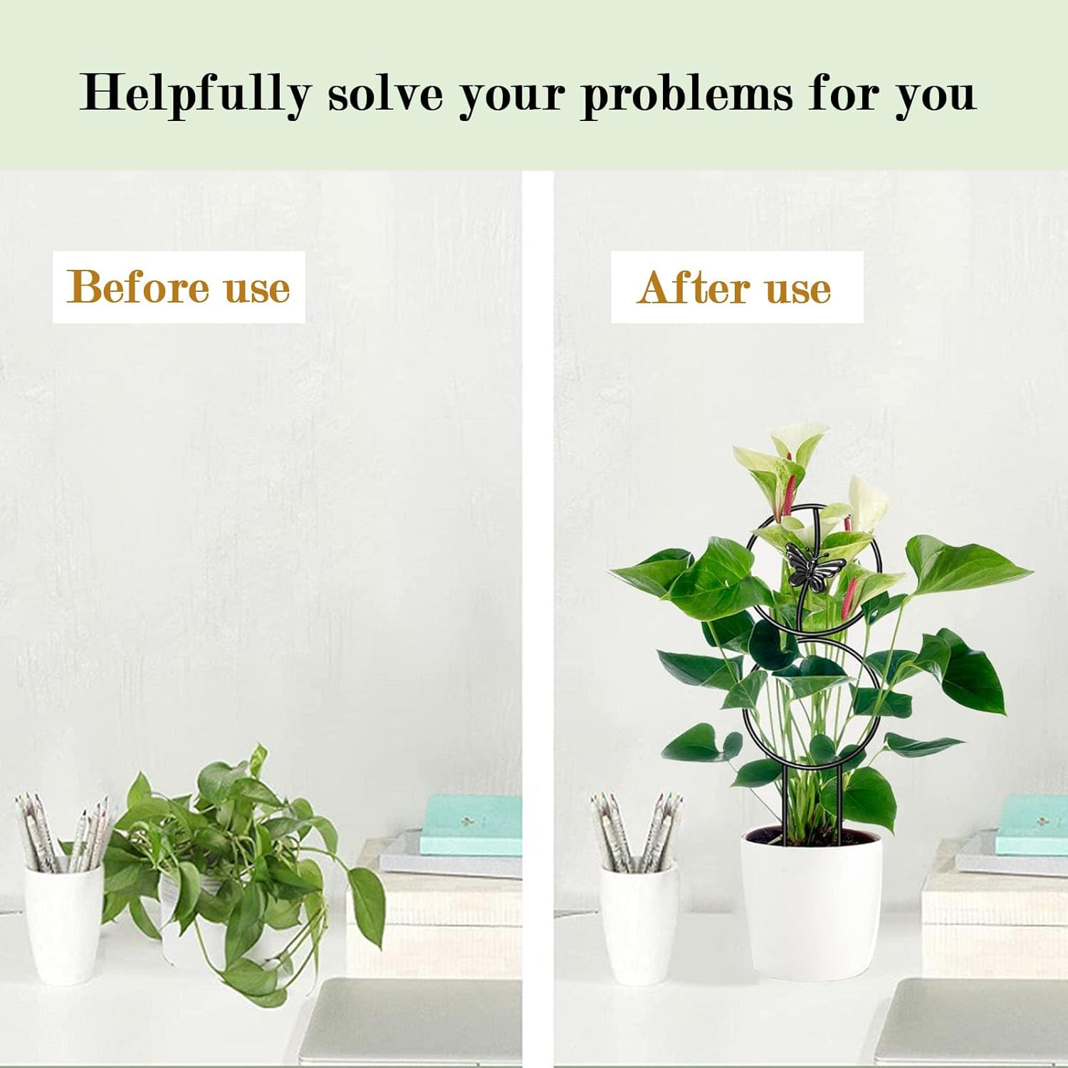 Plant Trellis,8Pcs Plant Support,13.5Inch Small Metal Trellis for Climbing Plants Outdoor with Different Patterns for Vine Ivy Flower Plants Support image number 2