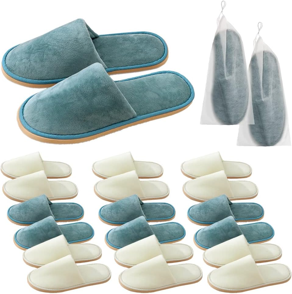 6 Pairs Spa Slippers, Washable & Reusable Closed Toe Disposable Indoor Hotel Slippers, Soft Home Coral Fleece Slipper,Super Soft Crystal Velvet, Padded Sole for Comfort- for Guests, Hotel, Travel ,Wedding