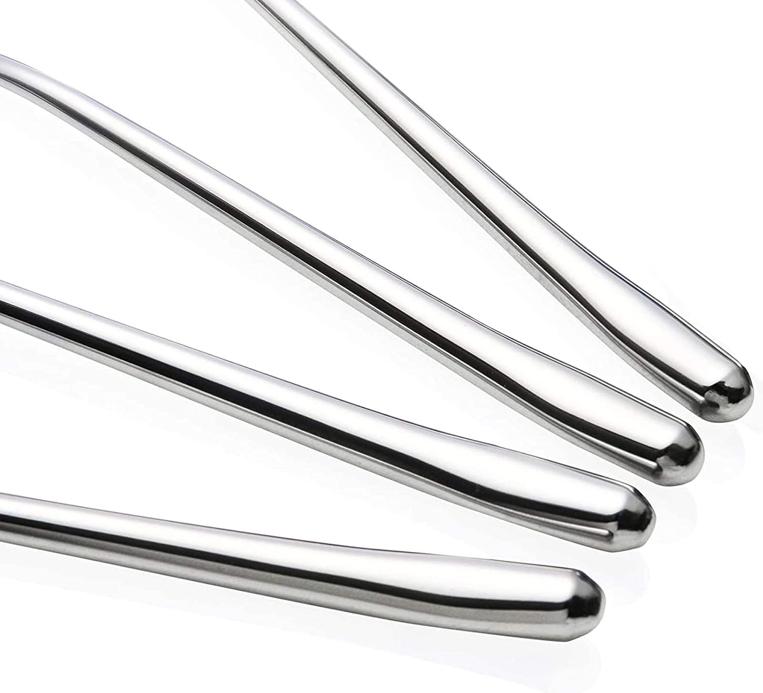 Stainless Steel Spoon,Long Handle Great Circle Soup Spoons Korean Long Handled Soup Spoon,Stainless Steel round Handle Bar Spoons Silver Set of 4 image number 3