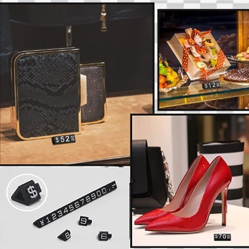 30 Sets Price Tag Cube Adjustable Tag Display Stand Label Letter Number Cube Pricing Label Stand Block Jewelry Price Tags for Retail Shop Jewelry image number 3