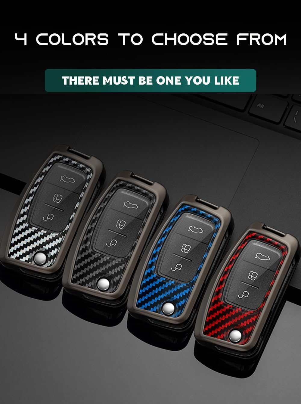 Ontto Alloy Car Key Fob Cover Fit for Ford Focus 2 MK2 Fiesta Mondeo Galaxy Falcon Territory Ecosport Kuga Escape B-Max C-Max Flip Key Case Keyring Smart Key Shell Holder Keychain Accessories Black B image number 1