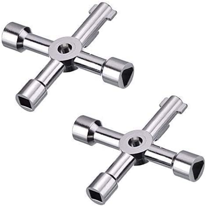 2 Pack Electric Cabinet and Gas Meter Utility 4-Way Key for Multi-Application (Silver) image number 2