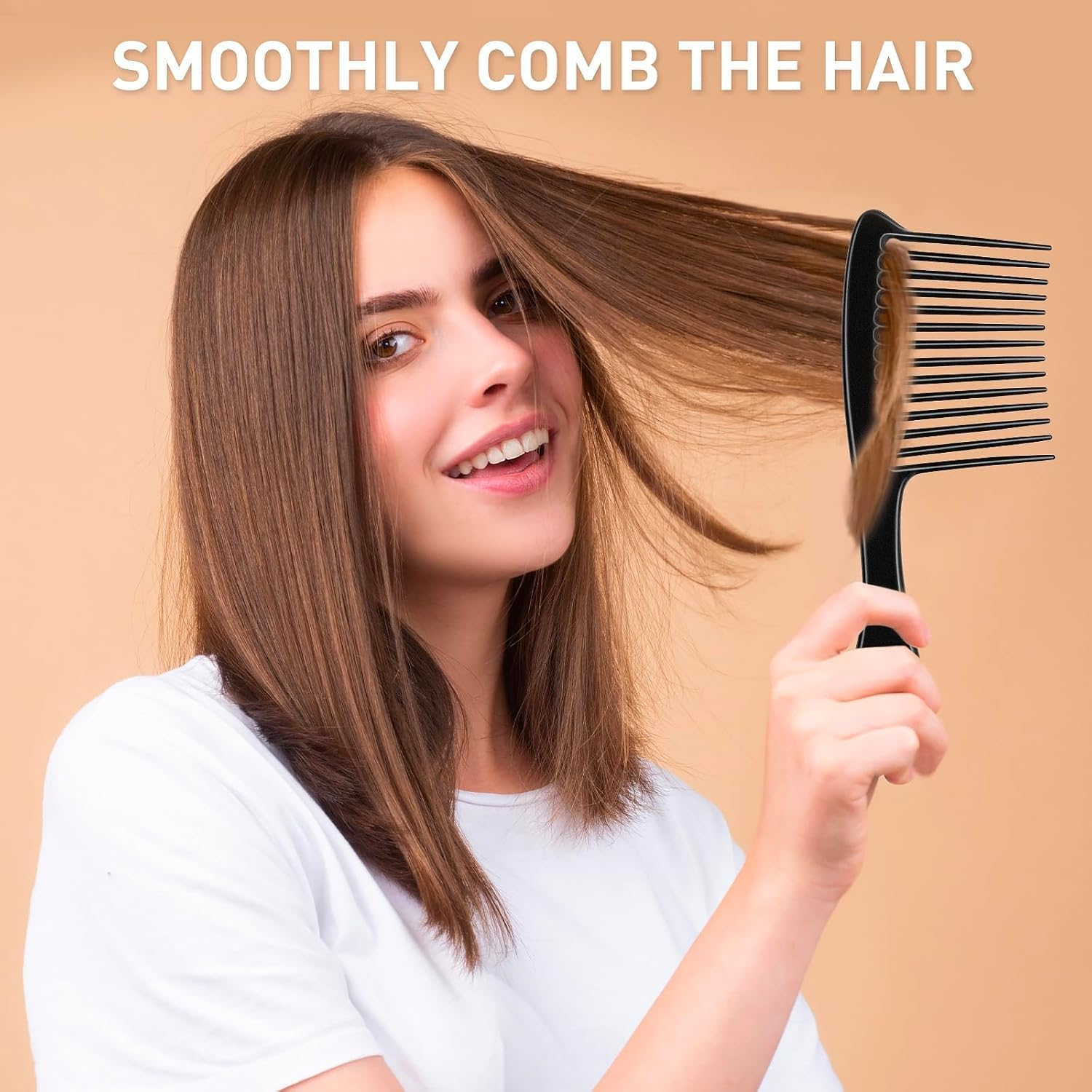 Wide Tooth Comb, Large Thickened Hair Comb, Shower Combs for Wet Curly Straight Hair, round Comb Teeth, No Hair Damage (Black, One Size)