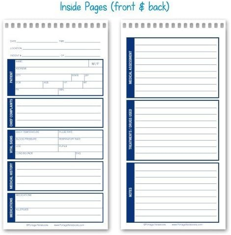 Emt/First Responders Vital Statistics Notebook &ndash; 8&rdquo; X 4&rdquo; Medical Notebook for Vital Signs and Additional Patient Information &ndash; 210 Pages (3 Pack) image number 2