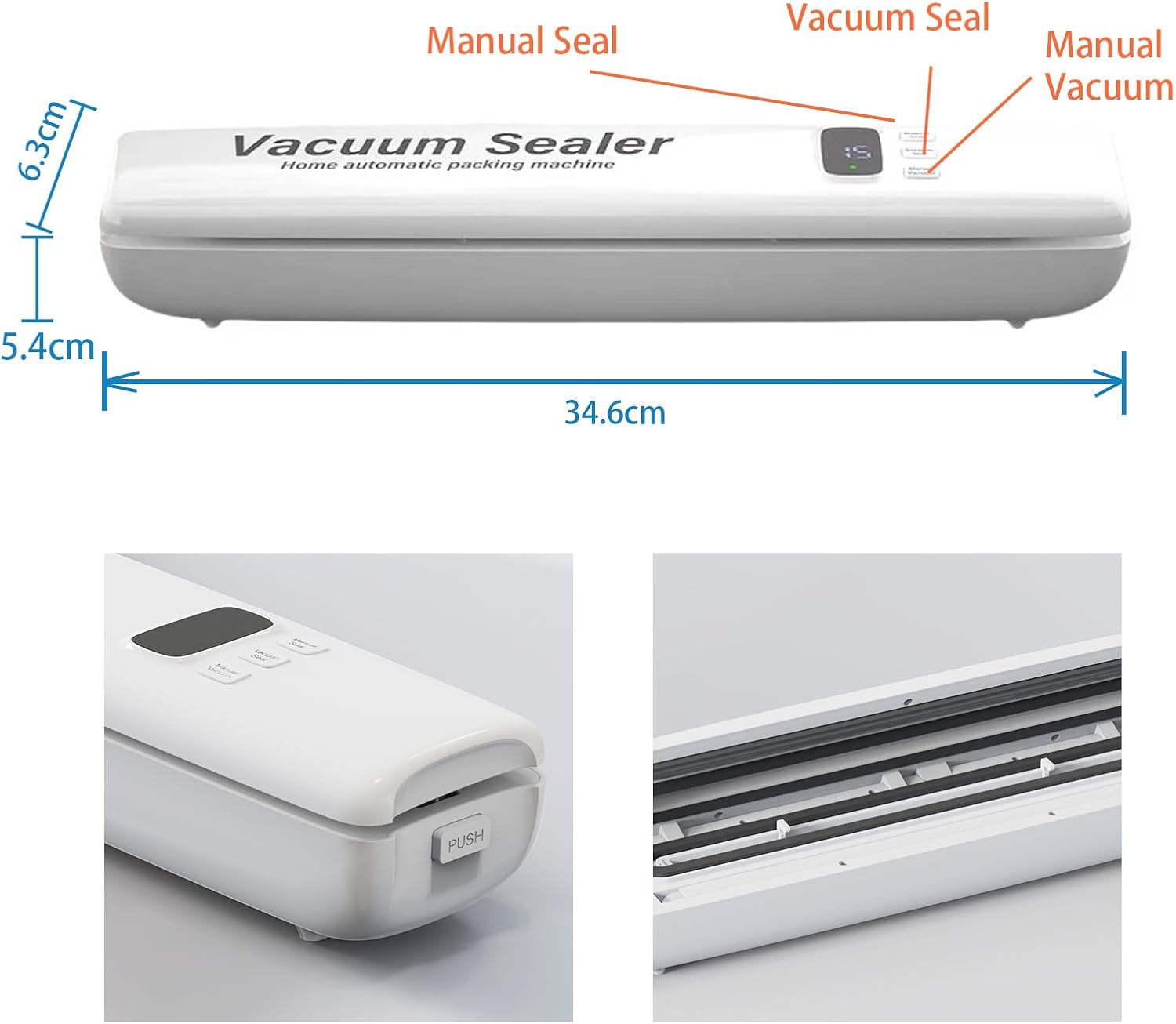 2025 Vacuum Sealer for Food, 60KPA Strong Suction, 3 Modes with Digital Timer, Multi-Functional for Dry/Wet Food, Vacuum Sealing Machine，Multiple Usage and Portable，With 10 Free Vacuum Bags image number 4