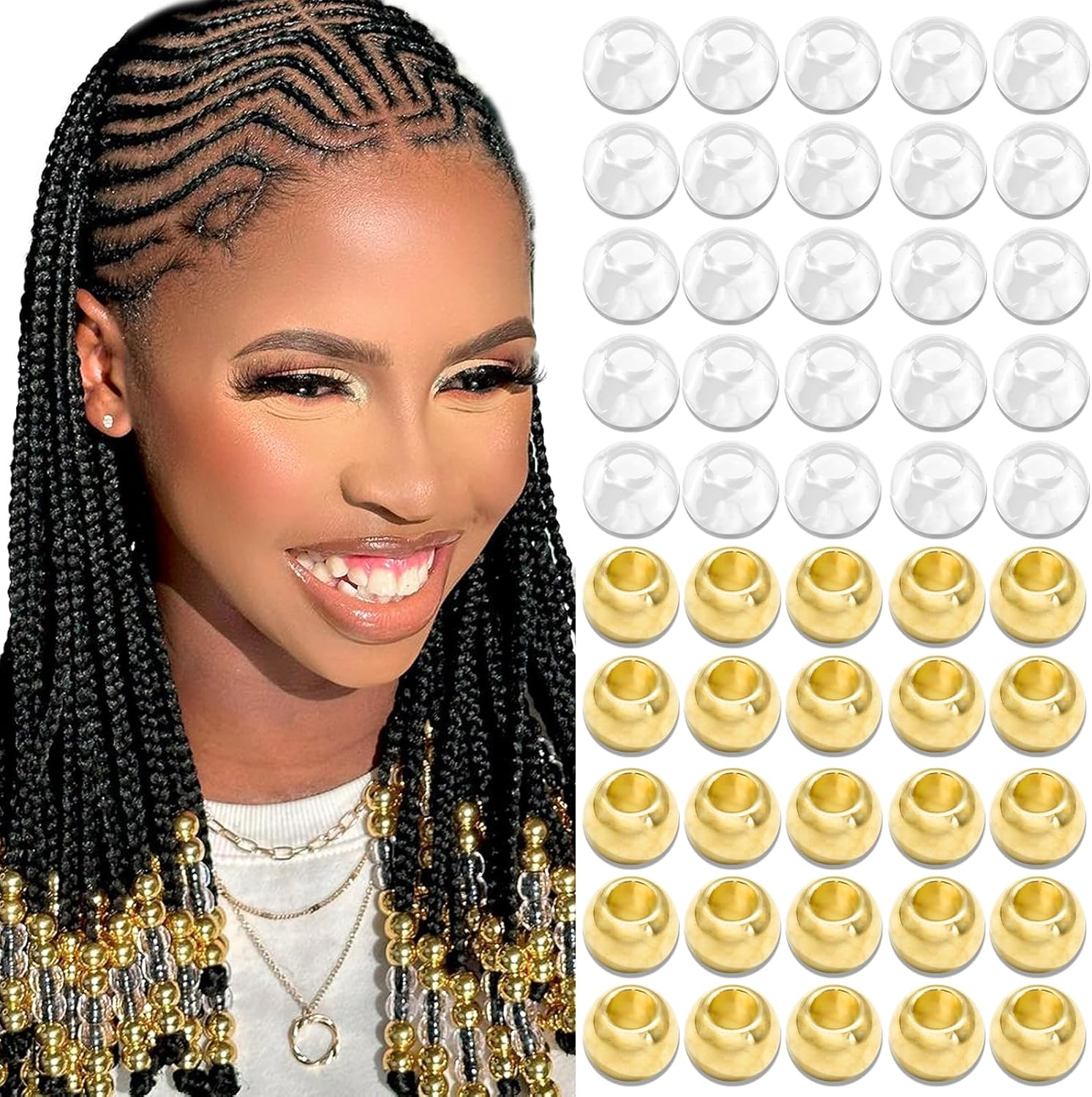 VENOFEN 48 Pink Hair Beads for Dreadlocks, Braids, and Pony Tails - Light Pink, Kids' Girls' Jewelry Making Hair Accessories