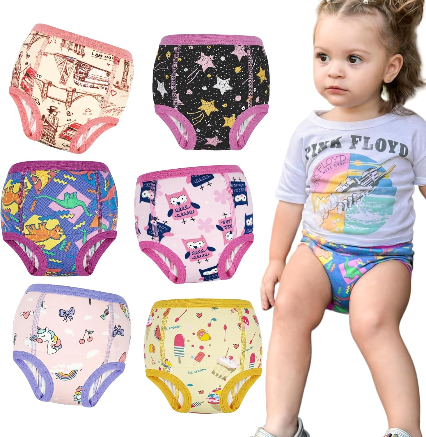 Moomoo Baby Absorbent Potty Training Underwear 6 Packs Cotton Training Pants for Boys 6T image number 4