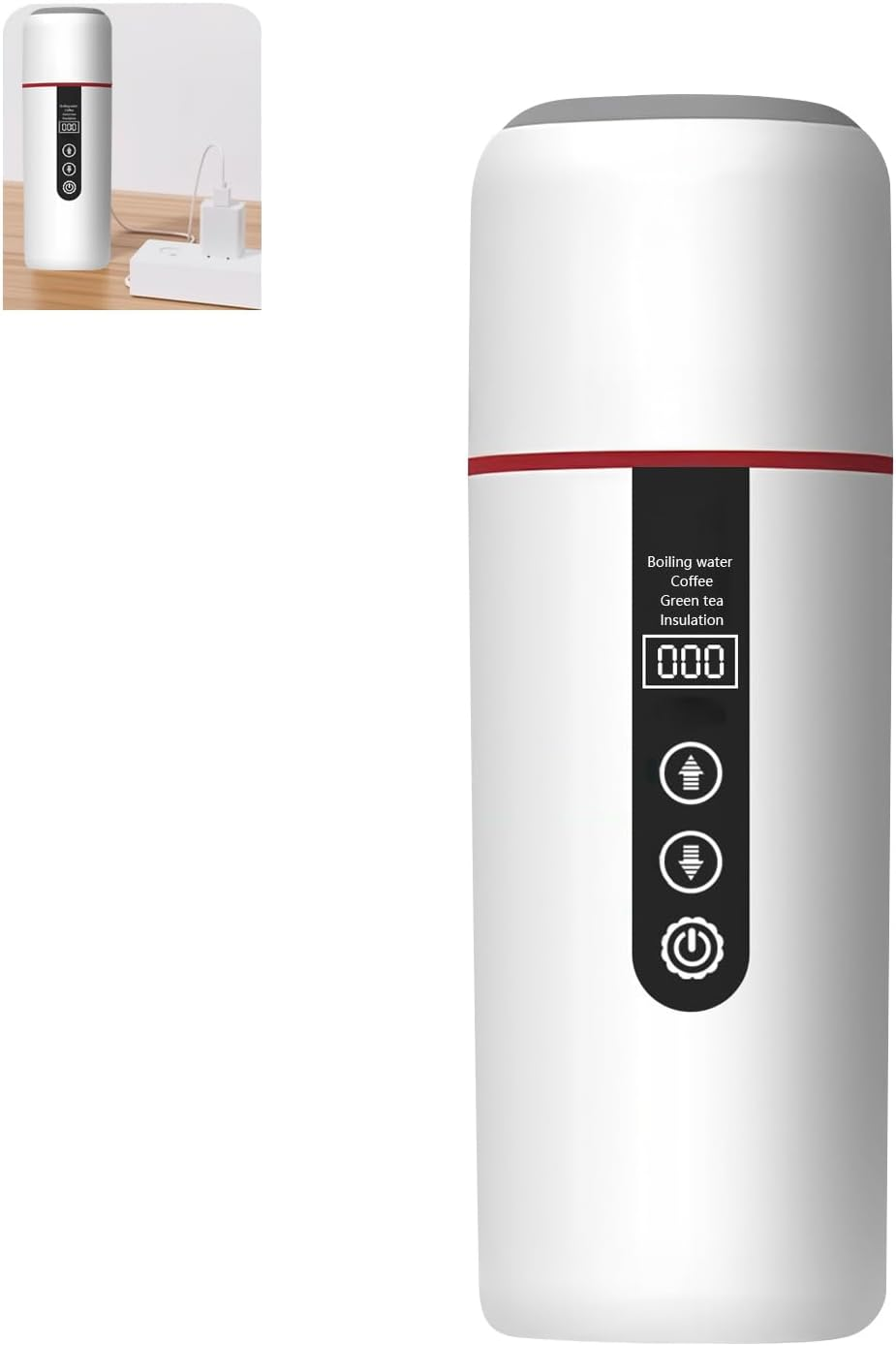 1. Portable USB Car Kettle 12V/24V 500Ml Fast Heating Cup for Coffee Tea Travel & Road Trips Travel Heating Cup with USB for Coffee & Tisane