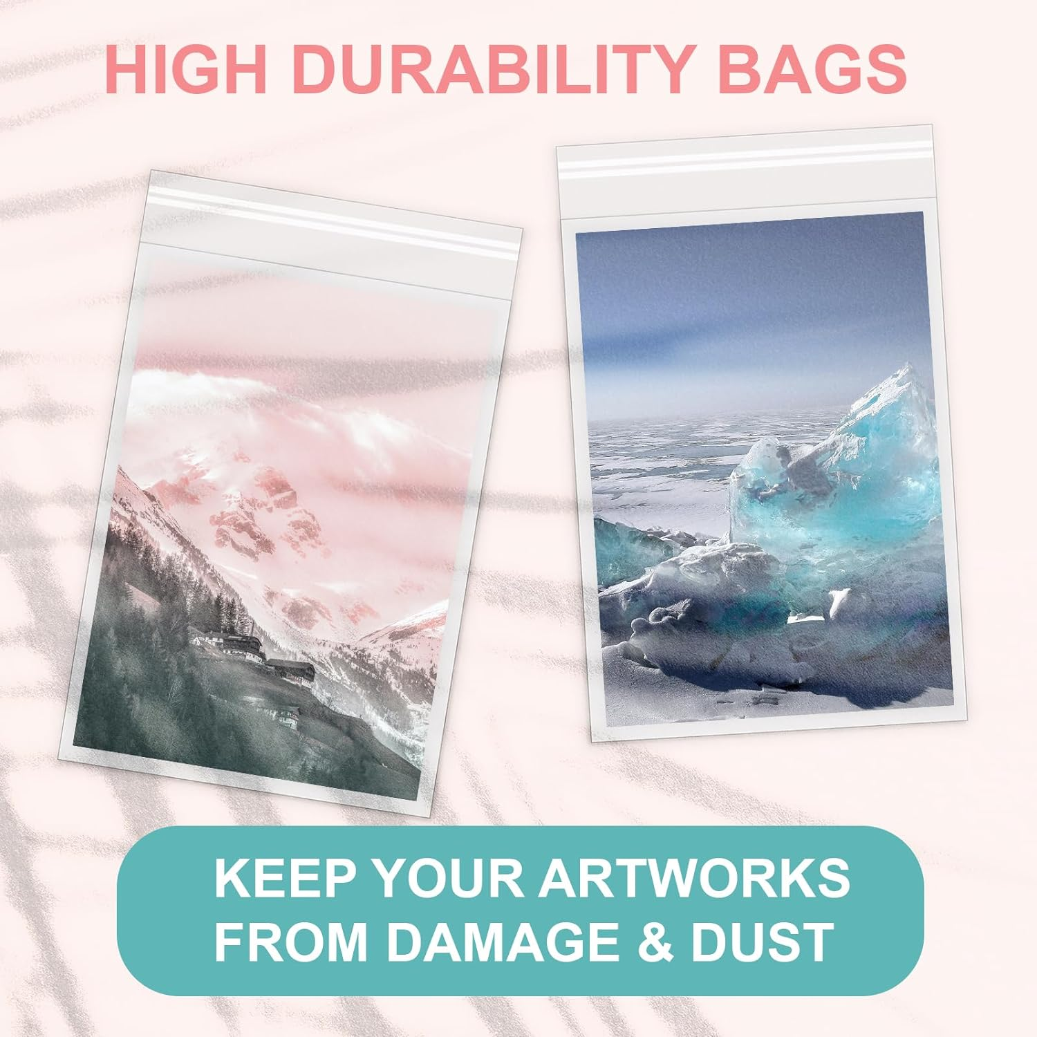 Acid-Free Picture Sleeves, 100Pack Crystal Clear Storage Bags for 12X12 Art Prints, Pictures, Photos, Frame Mats (Bag Size: 12 3/8" X 12 3/8") image number 3