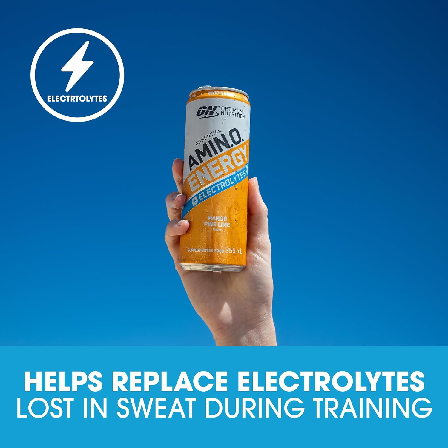 OPTIMUM NUTRITION Amino Energy + Electrolytes Sparkling Hydration Drink, Grape Flavour, 355Ml, 12 Pack image number 3