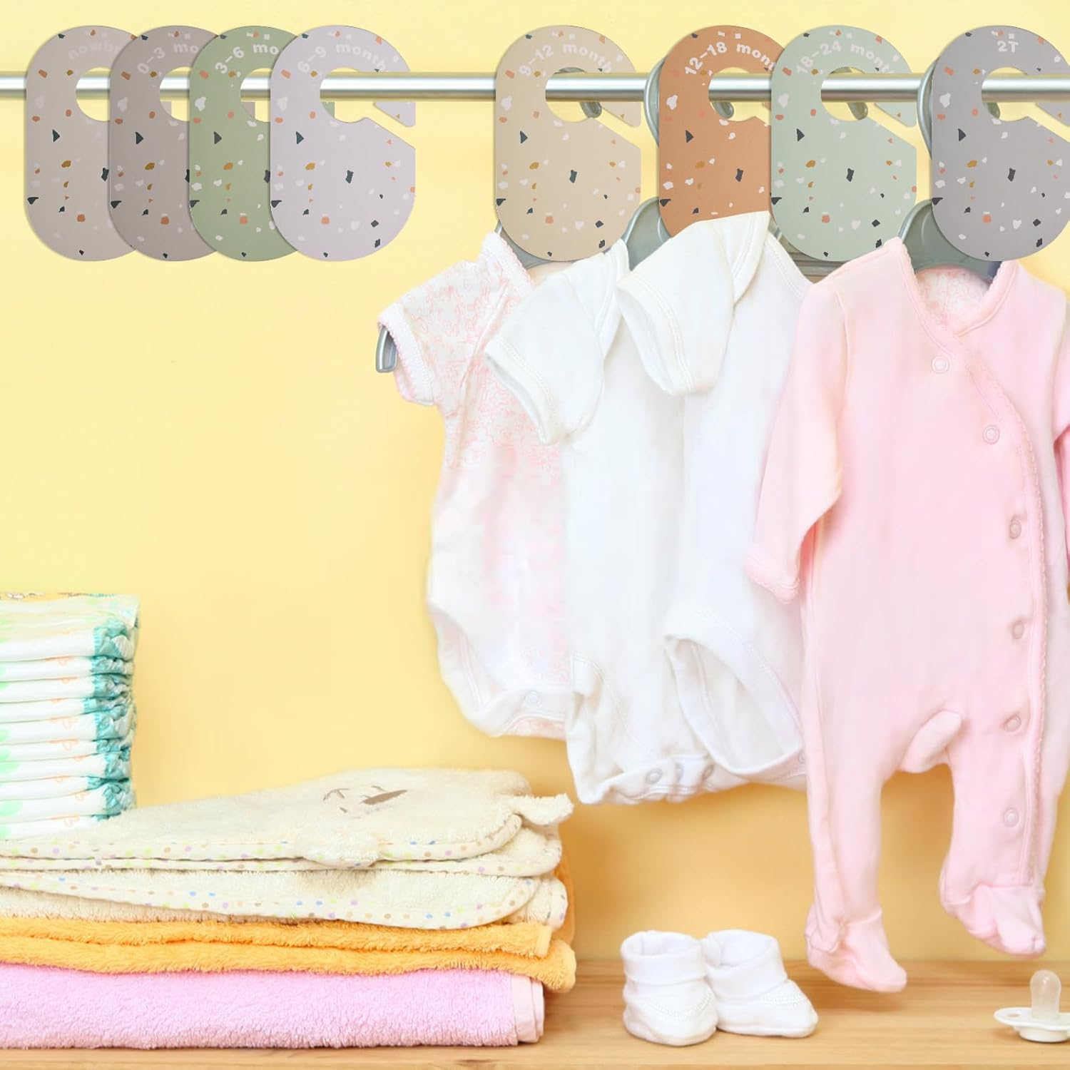 8Pcs Baby Wardrobe Dividers, Nursery Hanger Dividers Baby Shower Nursery Gift Set Baby Size Clothes Organizer Dividers Nursery Closet Dividers for Expecting Mothers image number 4
