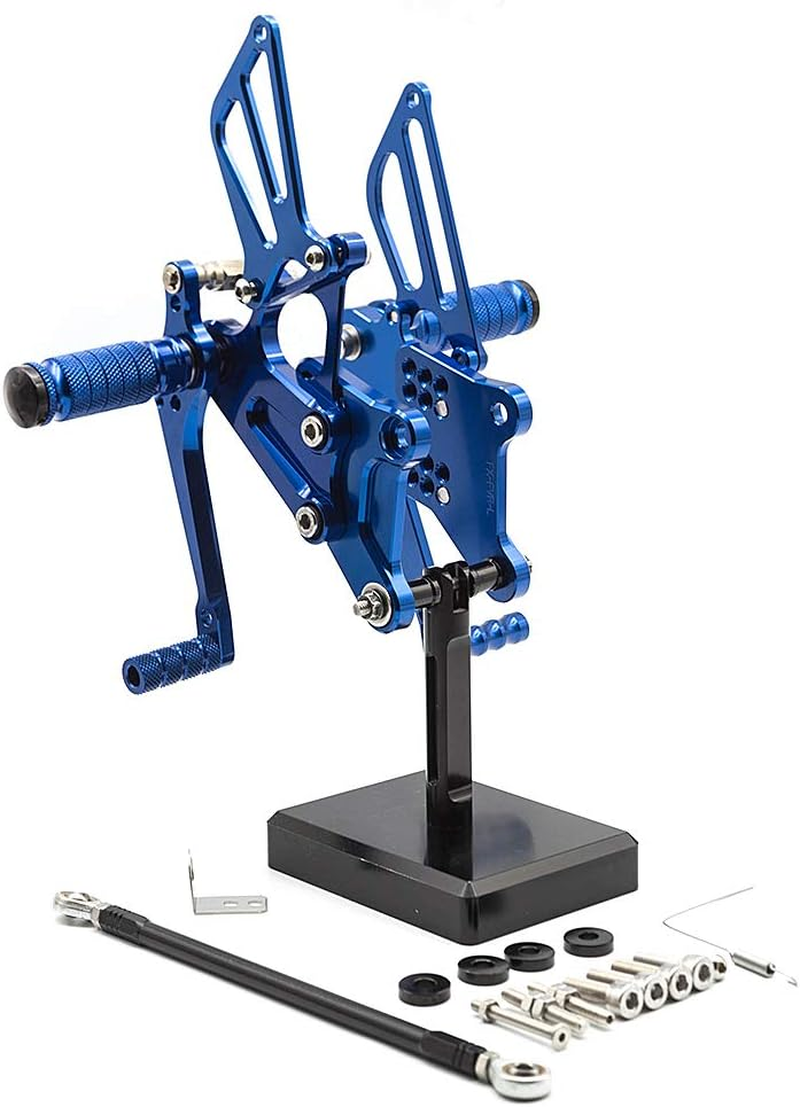 FXCNC CNC Billet Motorcycle Rearset Foot Pegs Rear Set Footrests Fully Adjustable Foot Boards Compatible with VFR400 NC30 RVF400 NC35