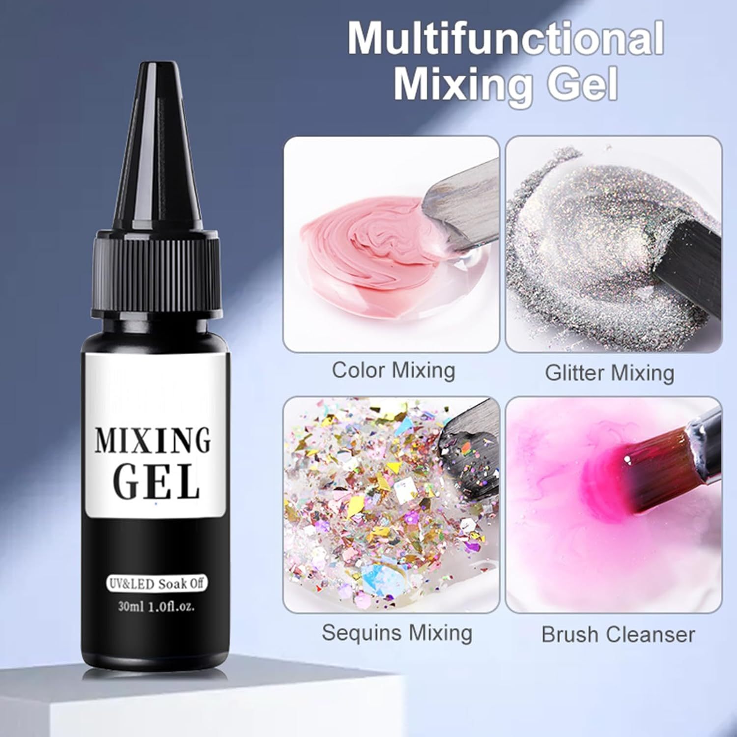 Iouyjiu Clear Gel Nail Polish - Multifunctional Mixing Gel - Multifunctional 30Ml Mixing Polish for Salon Cosplay Wedding Gathering Festive Vacation image number 1