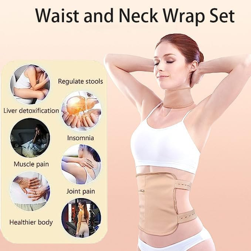 Castor Oil Pack Wrap, Reusable and Washable Organic Cotton Castor Oil Wrap Waist and Neck, with Adjustable Straps for Liver, Stomach, Constipation, Comfortable Fit for Women and Men (Without Oil)