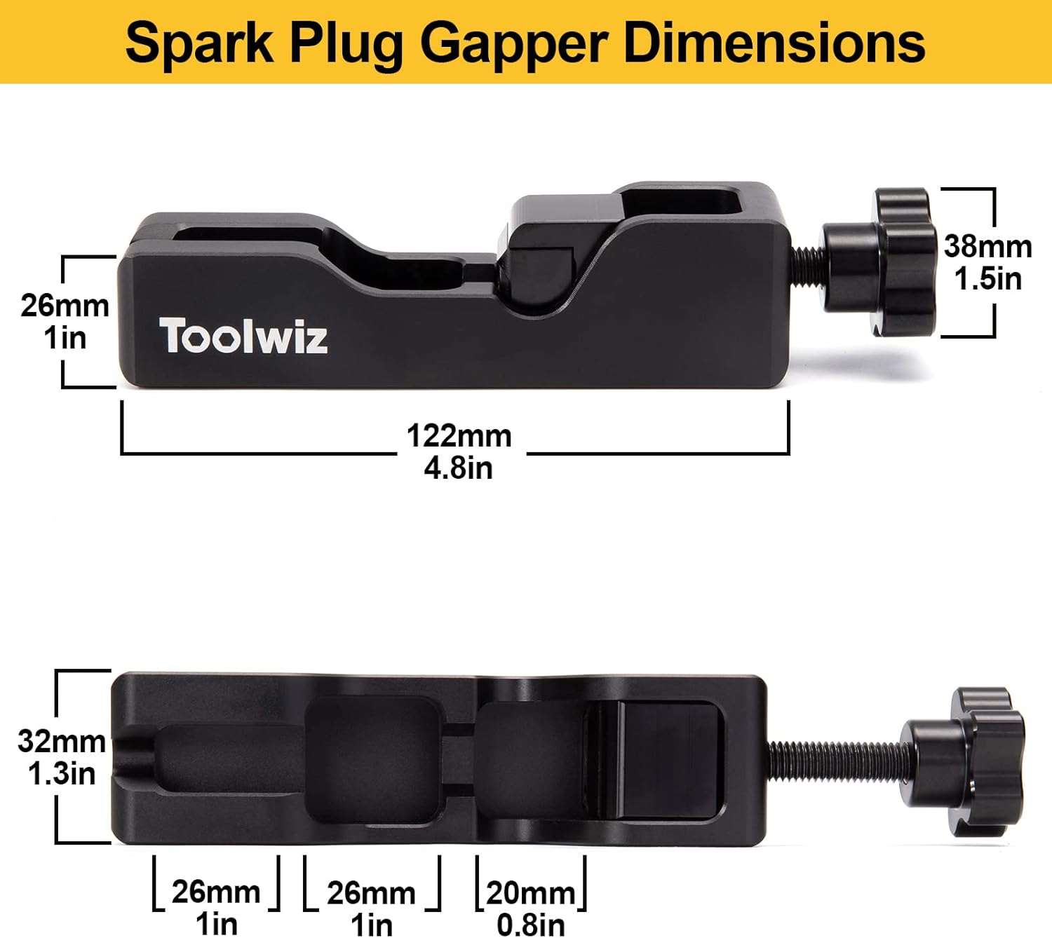 Toolwiz Spark Plug Gap Tool with 32 Blade Steel Feeler Gauge, Gapping Tool for Most 10Mm 12Mm 14Mm 16Mm Thread Spark Plugs, Black image number 3