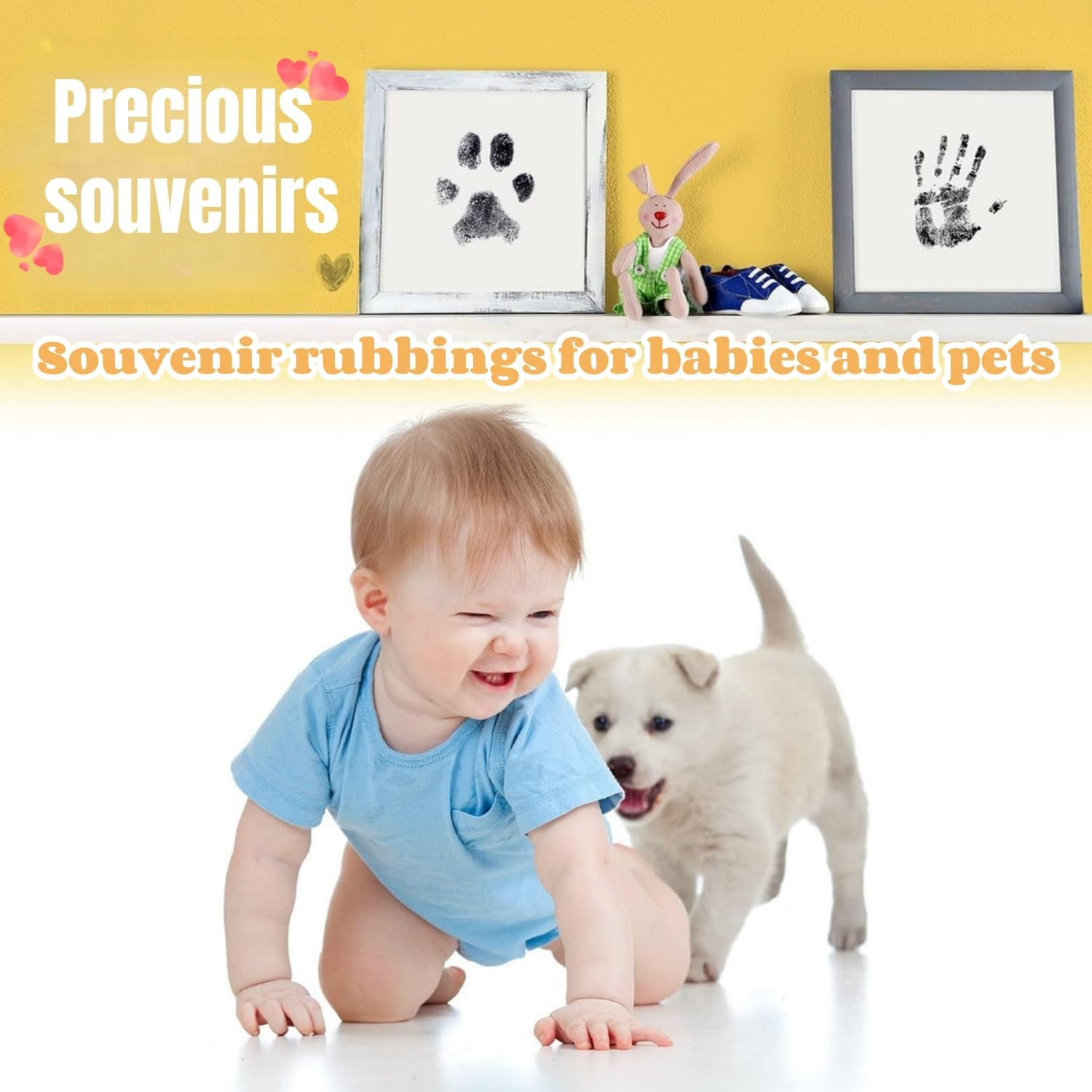 Baby Imprint Set, 2 Pieces Baby Handprint and Footprint, Clean Touch Ink Pad, for Handprint Footprint & Paw Print Iink 2 Ink Pads & 4 Imprint Cards, Birth image number 3