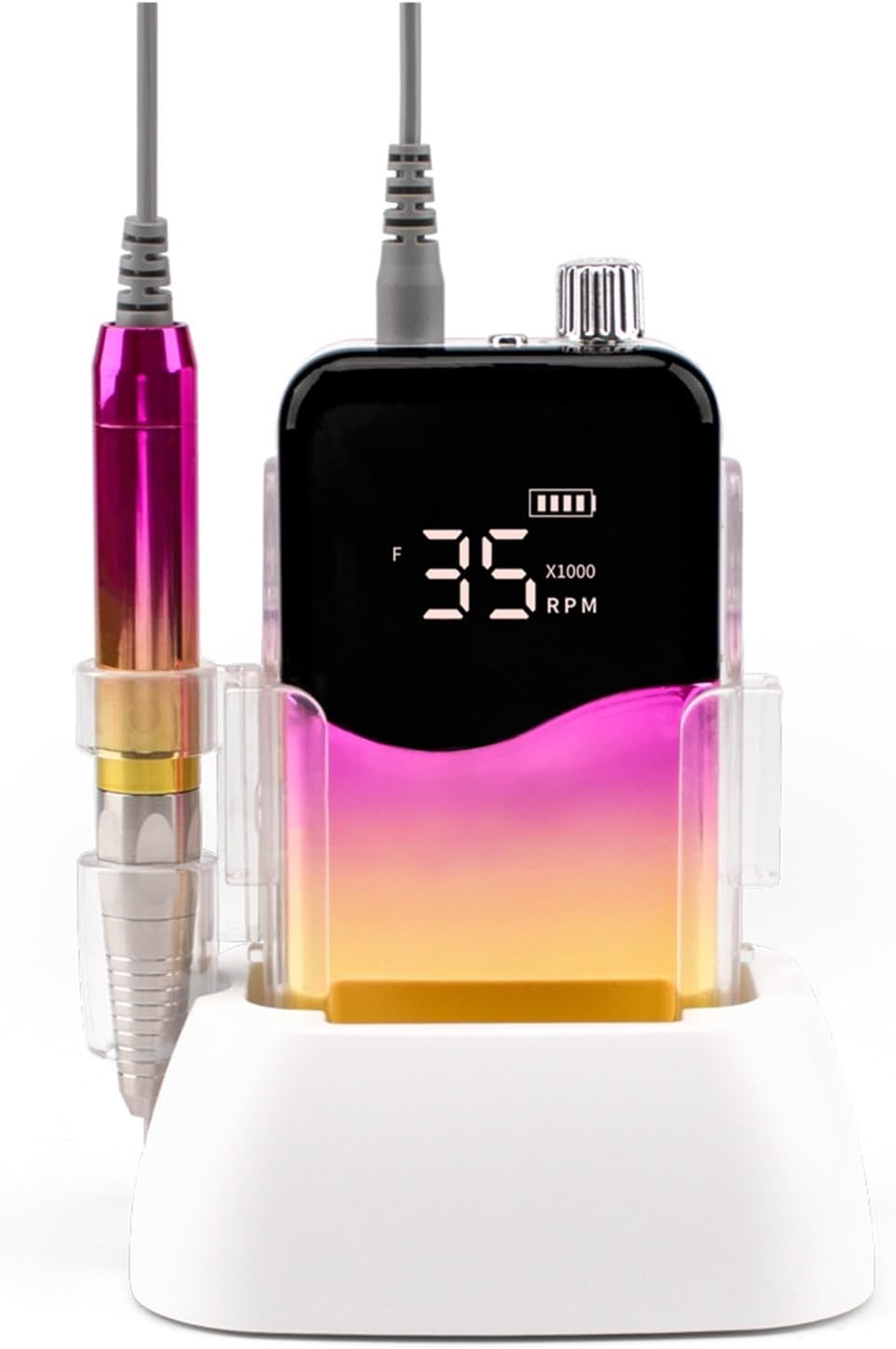 Portable Nail Drill, Professional 35000 RPM, Rechargeable Electric Nail File Machine E File for Acrylic Nails Gel Polishing Removing, Cordless Efile with Bits Kit for Manicure Salon Home (Color : YEL image number 1