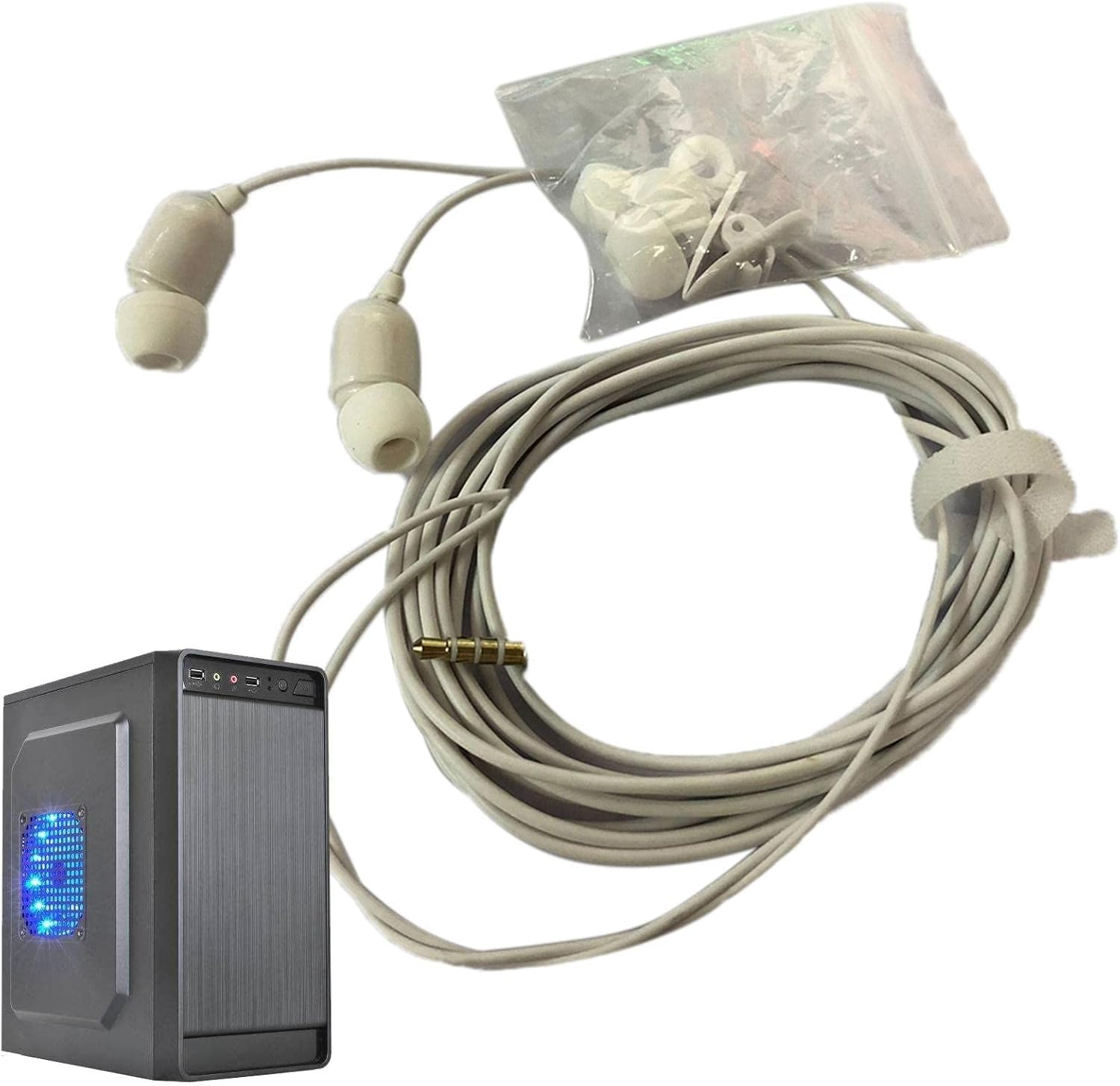 Ear Buds with Long Wired Cord | Wired in Ear Headphones with Microphone - Blocking Bass Ear Buds Headphones Corded for Long-Distance Usage for Computer And