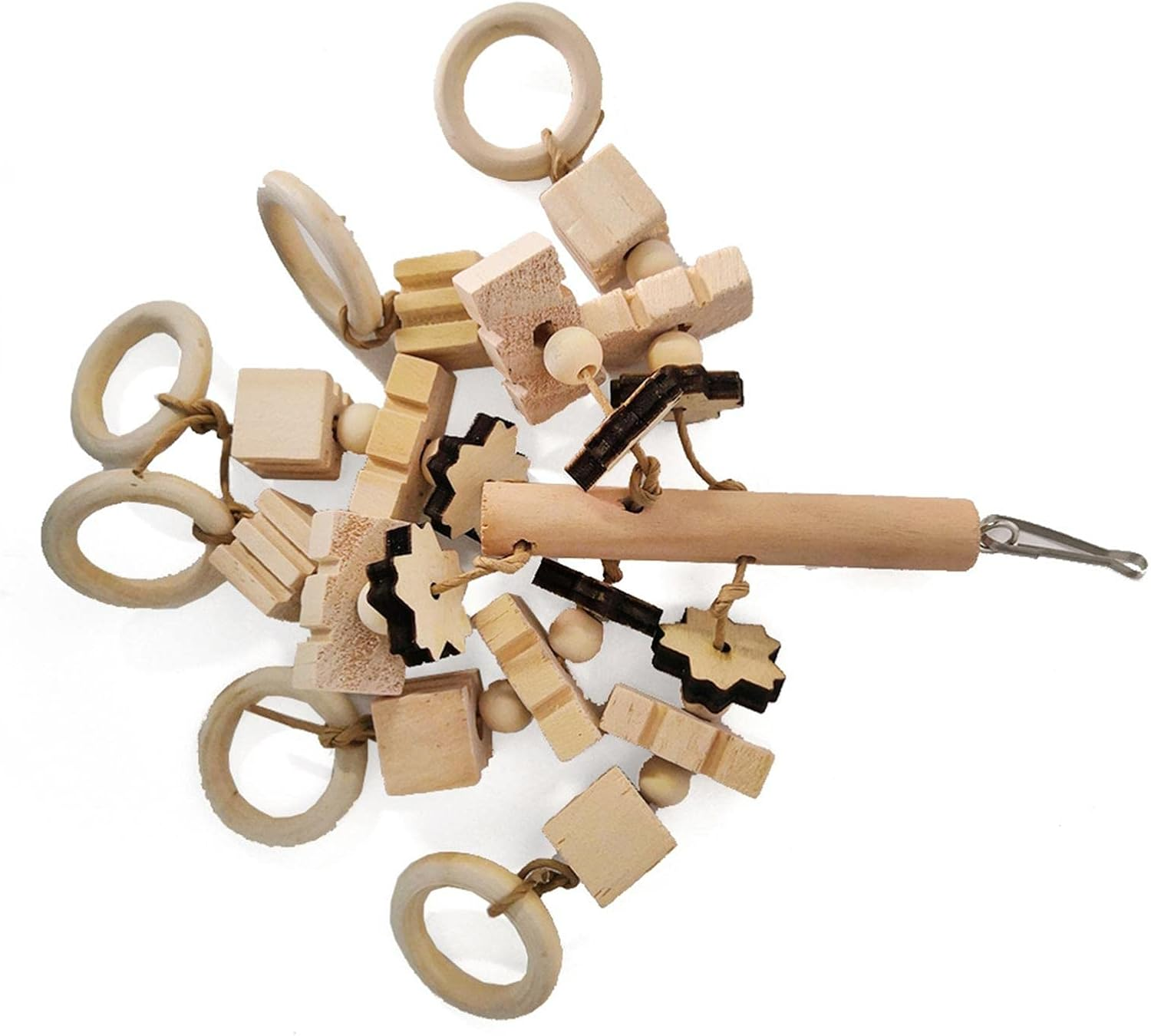 Large Parrot Chewing Toys Wooden Blocks for Cockatiel Parakeet Bird image number 6