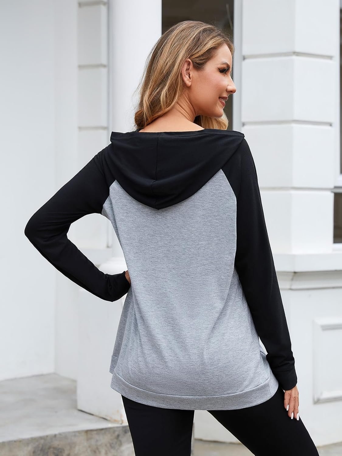 Love2Mi Women'S Nursing Hoodie with Invisible Zip Maternity Jumper Long Sleeve Nursing Shirt for Pregnancy & Breastfeeding image number 4