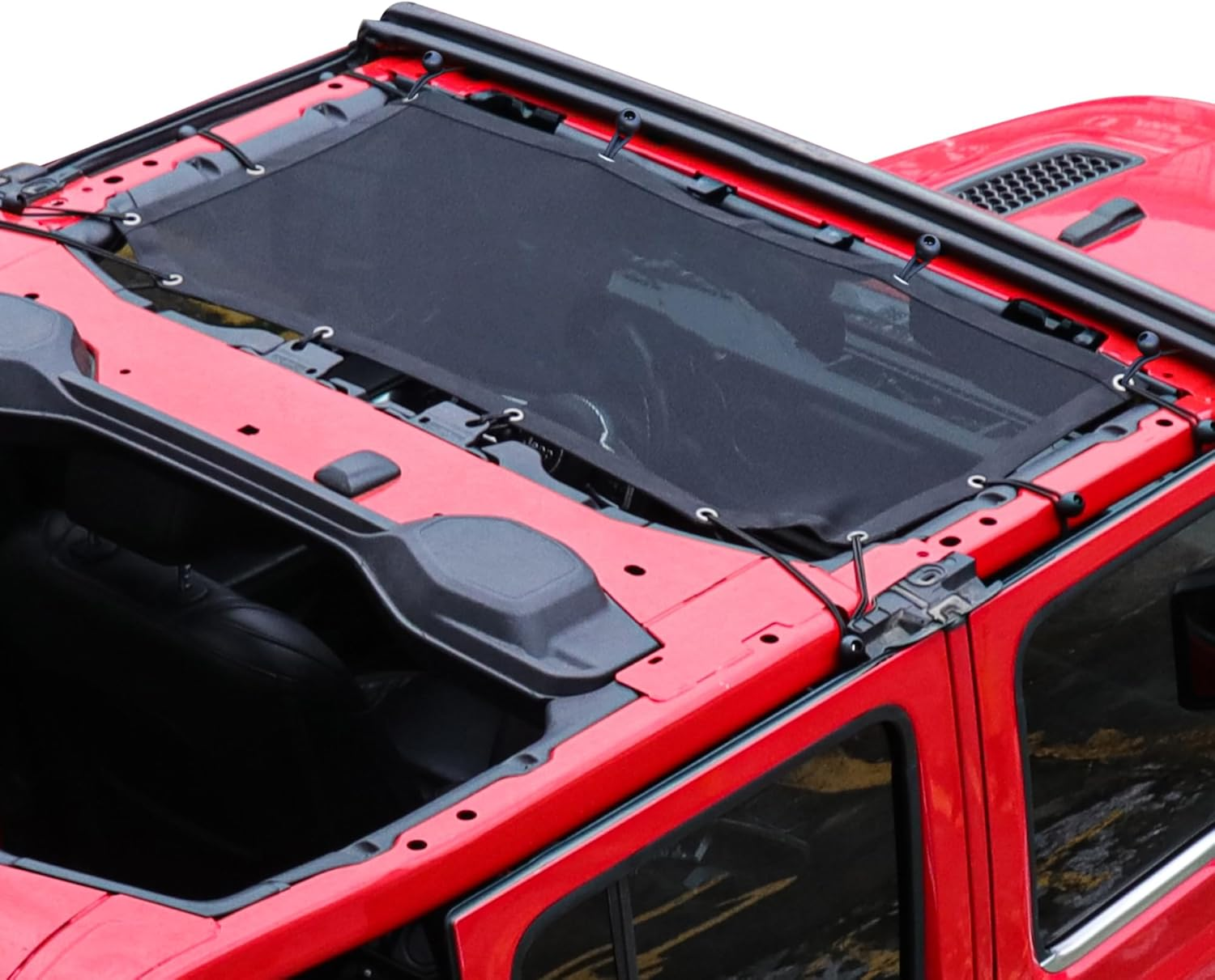Sunshade for 2018-2023 Jeep Wrangler JL JLU 2 Door 4 Door Front Mesh Sun Shade JL Sunshade Bikini Soft Top Roof Cover Net Accessories, Blocks UV, Wind, Noise, Black image number 4