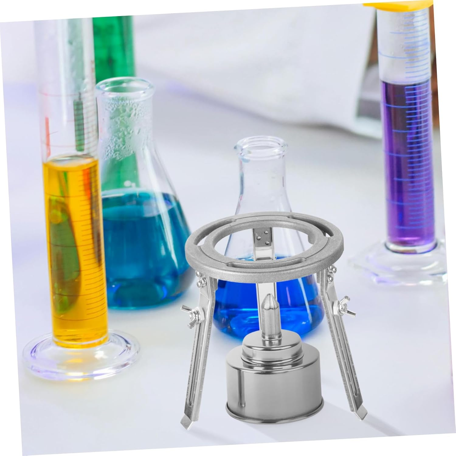 Luxshiny Experimental Stand Adjustable Laboratory Tripod Holder Chemistry Heating Support for Alcohol Lamp Liftyble Stand Detachable Legs for Science Experiments image number 6