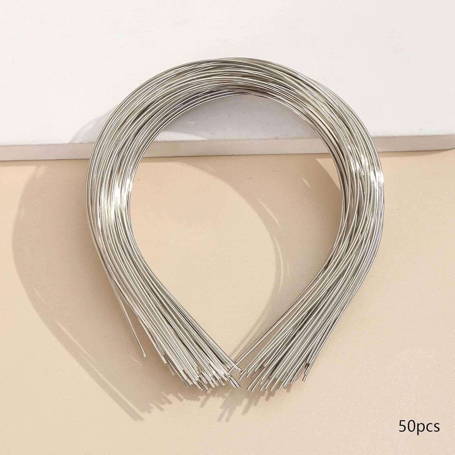 Oshhni 50Pcs Plain Metal Headbands for Crafts Thin Wire Hairband Bulk for Women Hair Accessory DIY Craft Supplies Blank Headbands for Crafting, Silver image number 5
