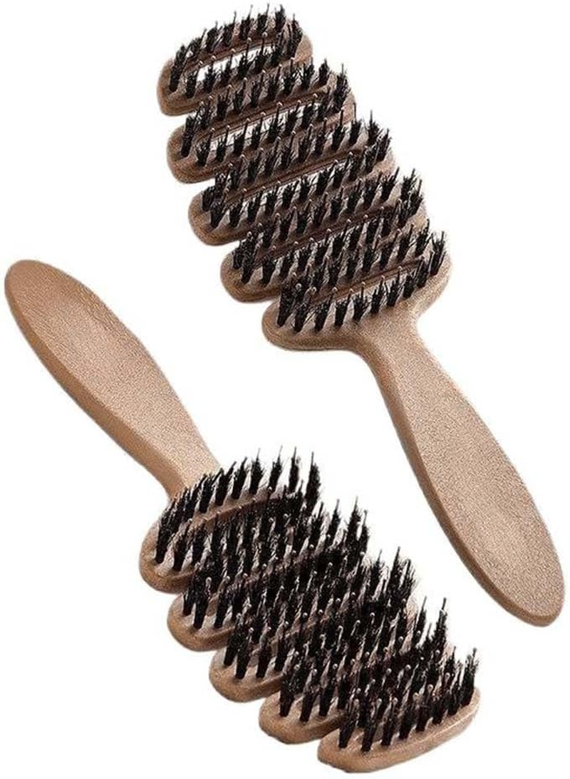 Baishengshili 2 Pack Boar Bristle Hair Brush for Thick Curly and Thin Hair, Ventilated Scalp Massage Detangler with Ergonomic Handle, Adds Shine and Reduces Frizz for Wet/Dry Hair image number 1